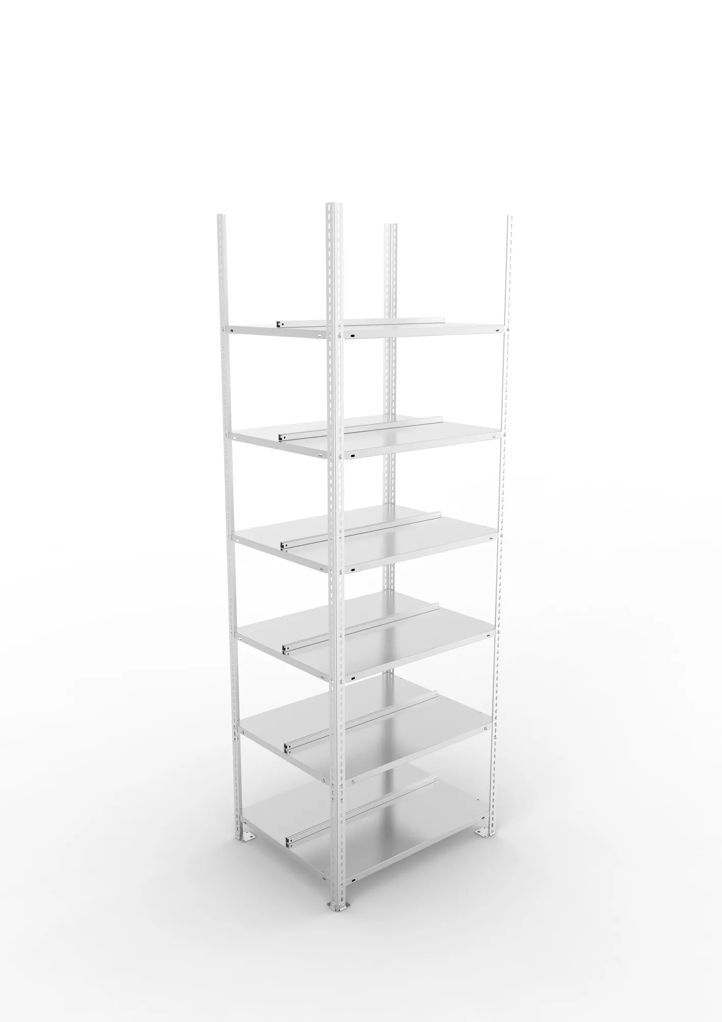 META FIX COMPACT | Büro-Schraubregal | Grundregal | 2200 x 750 x 600 mm | Fachlast 100 kg | 6 Ebenen | verzinkt