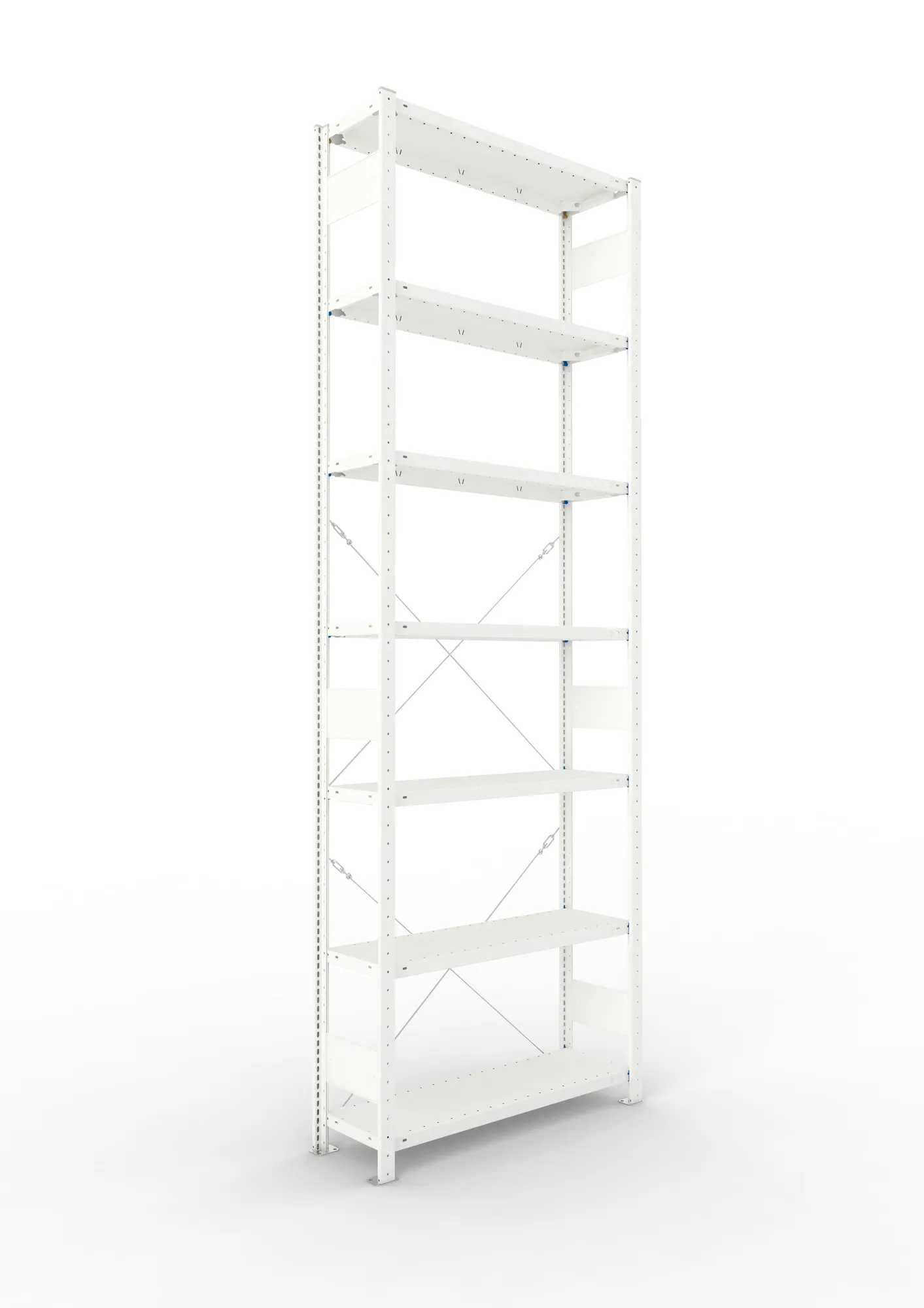 META CLIP | Fachbodenregal | Grundregal | 3000 x 1000 x 300 mm | Fachlast 150 kg | 6+1 Ebenen | RAL 7035