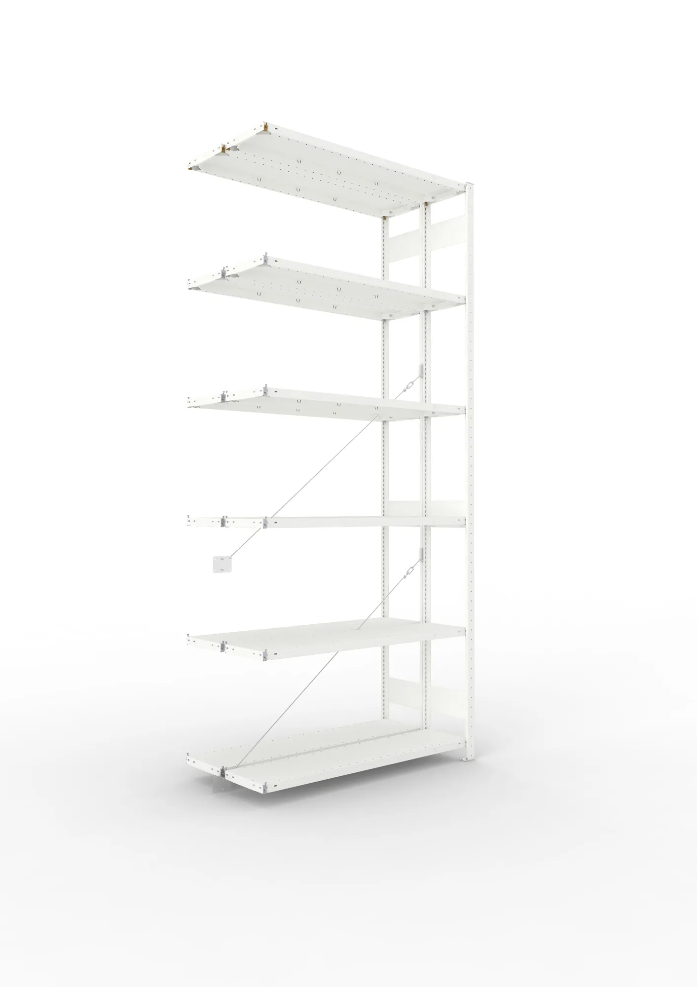 META CLIP | Fachbodenregal | Doppel-Anbauregal | 3000 x 1300 x 300 mm | Fachlast 230 kg | 5+1 Ebenen | RAL 7035