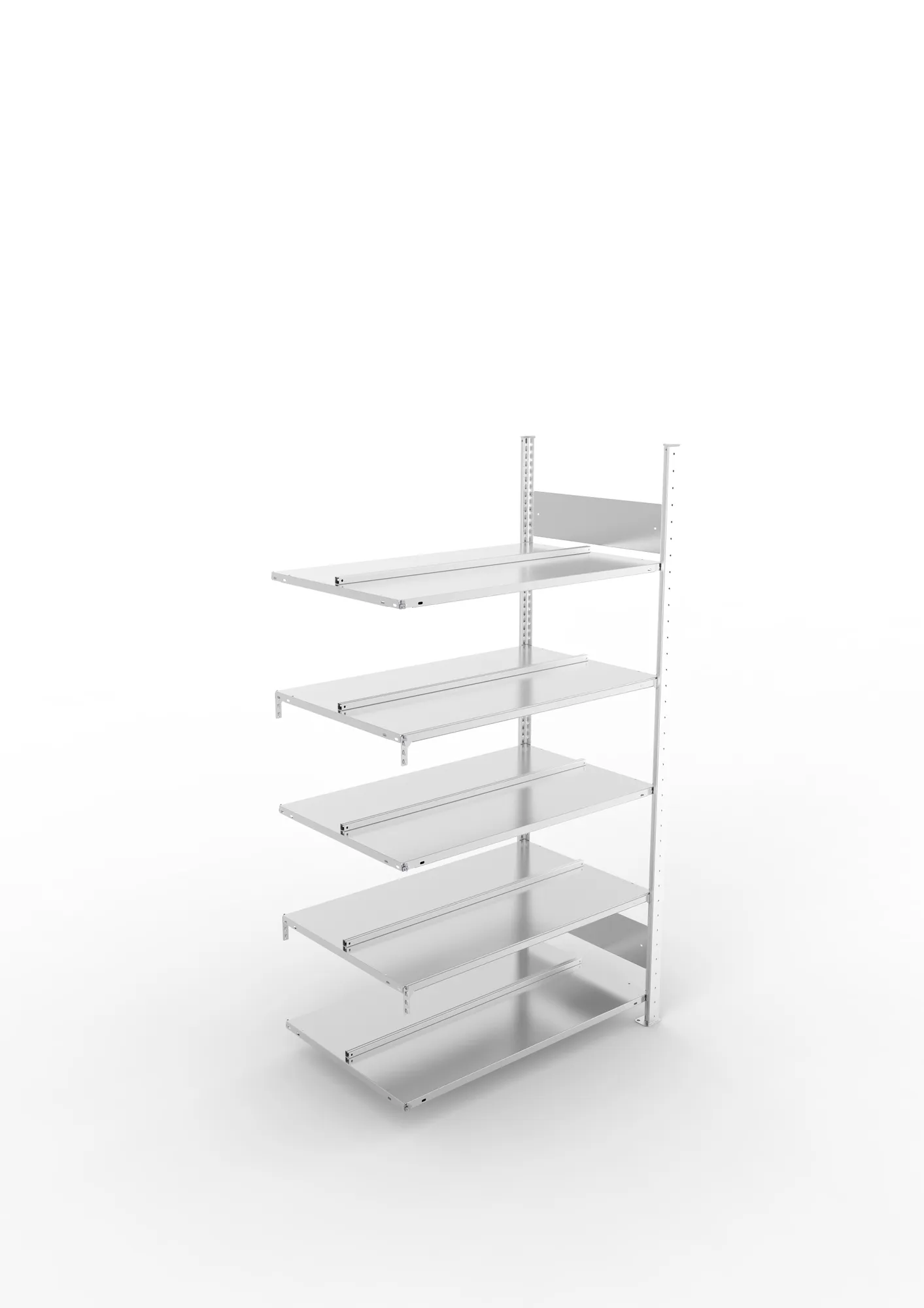 META COMPACT S3| Büro-Steckregal | Doppel-Anbauregal | 1850 x 1000 x 600 mm | Fachlast 100 kg | 5 Ebenen | Mittelanschlag | verzinkt