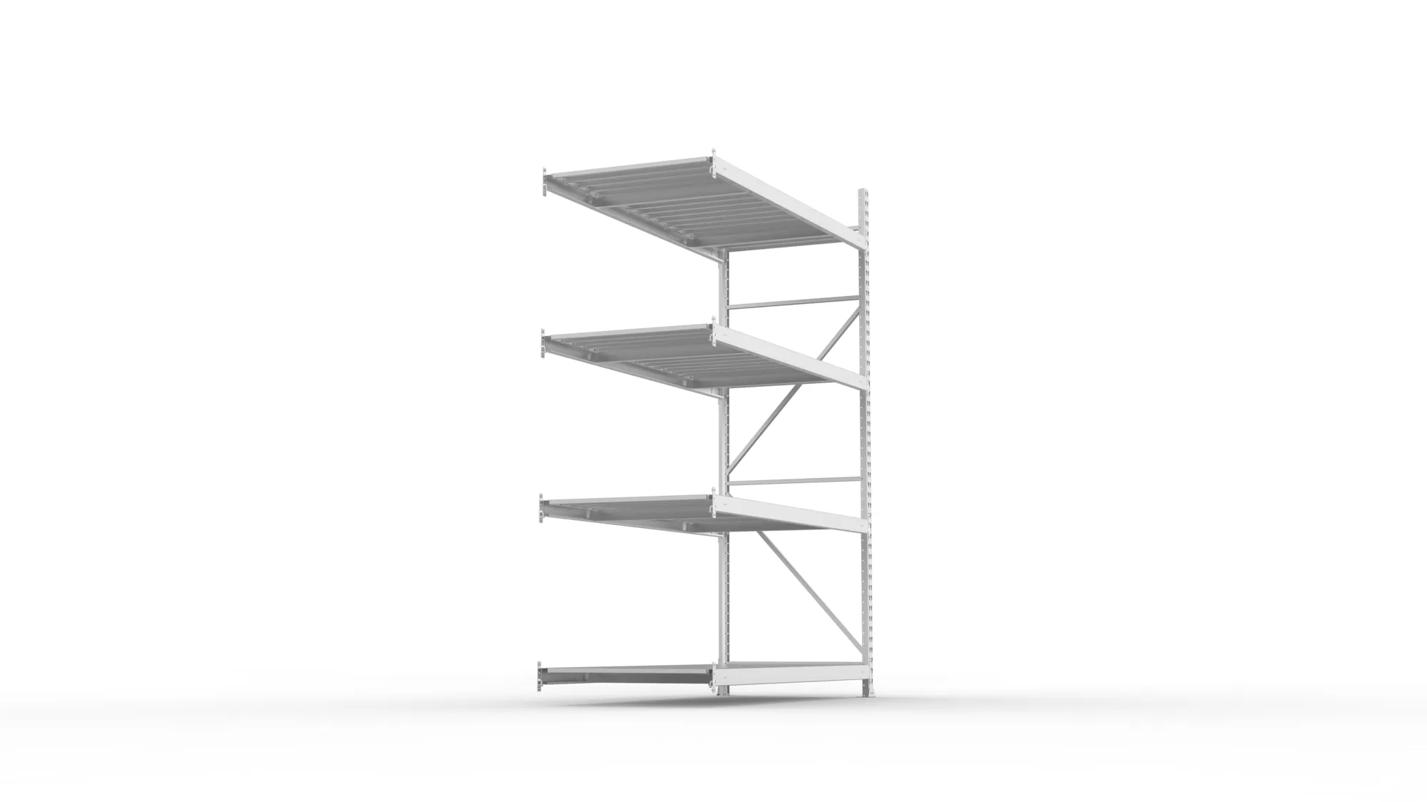 META MINI-RACK Weitspannregal | Anbauregal | 2500 x 1800 x 800 mm | Fachlast 600 kg | Stahlpaneelböden | 4 Ebenen