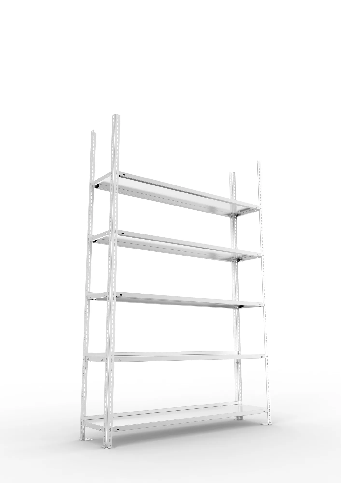 META FIX COMPACT | Büro-Schraubregal | Grundregal | 1850 x 1250 x 300 mm | Fachlast 100 kg | 5 Ebenen | verzinkt