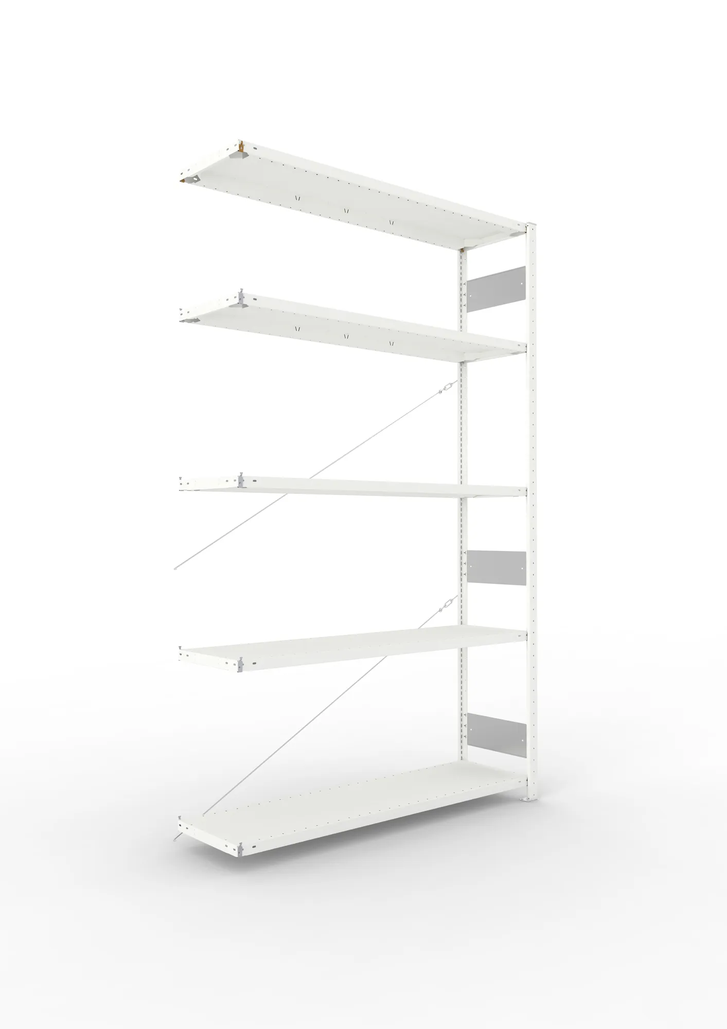META CLIP S3 | Fachbodenregal | Anbauregal | 2500 x 1500 x 400 mm | Fachlast 200 kg | 3+1 Ebenen | RAL 7035