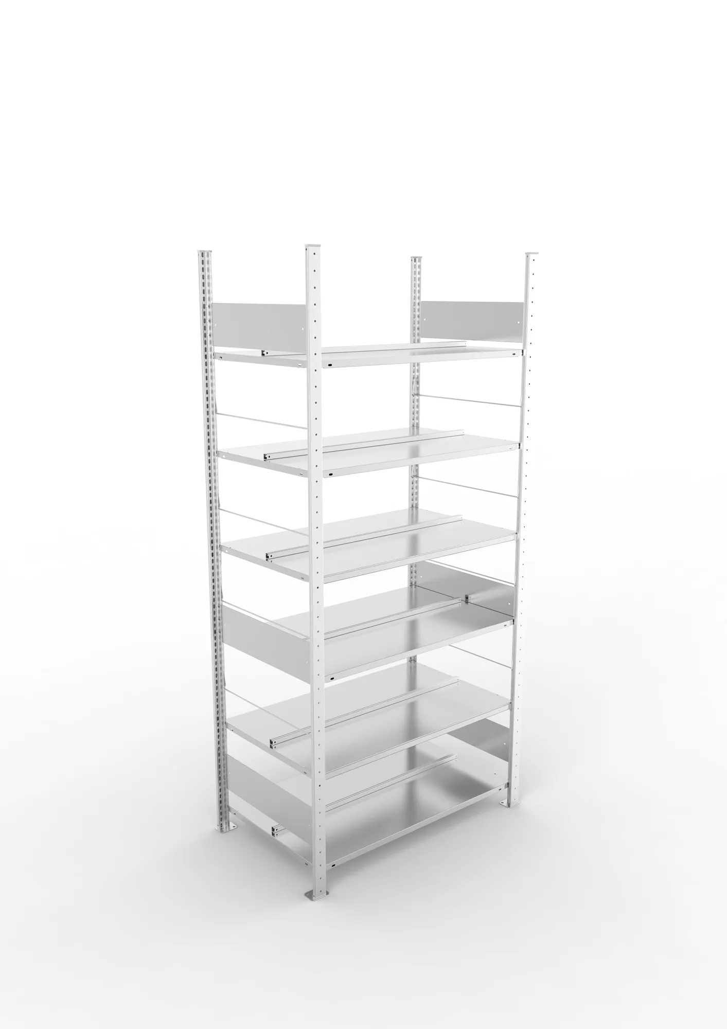 META COMPACT S3| Büro-Steckregal | Doppel-Grundregal | 2200 x 1000 x 600 mm | Fachlast 100 kg | 6 Ebenen | Mittelanschlag | verzinkt