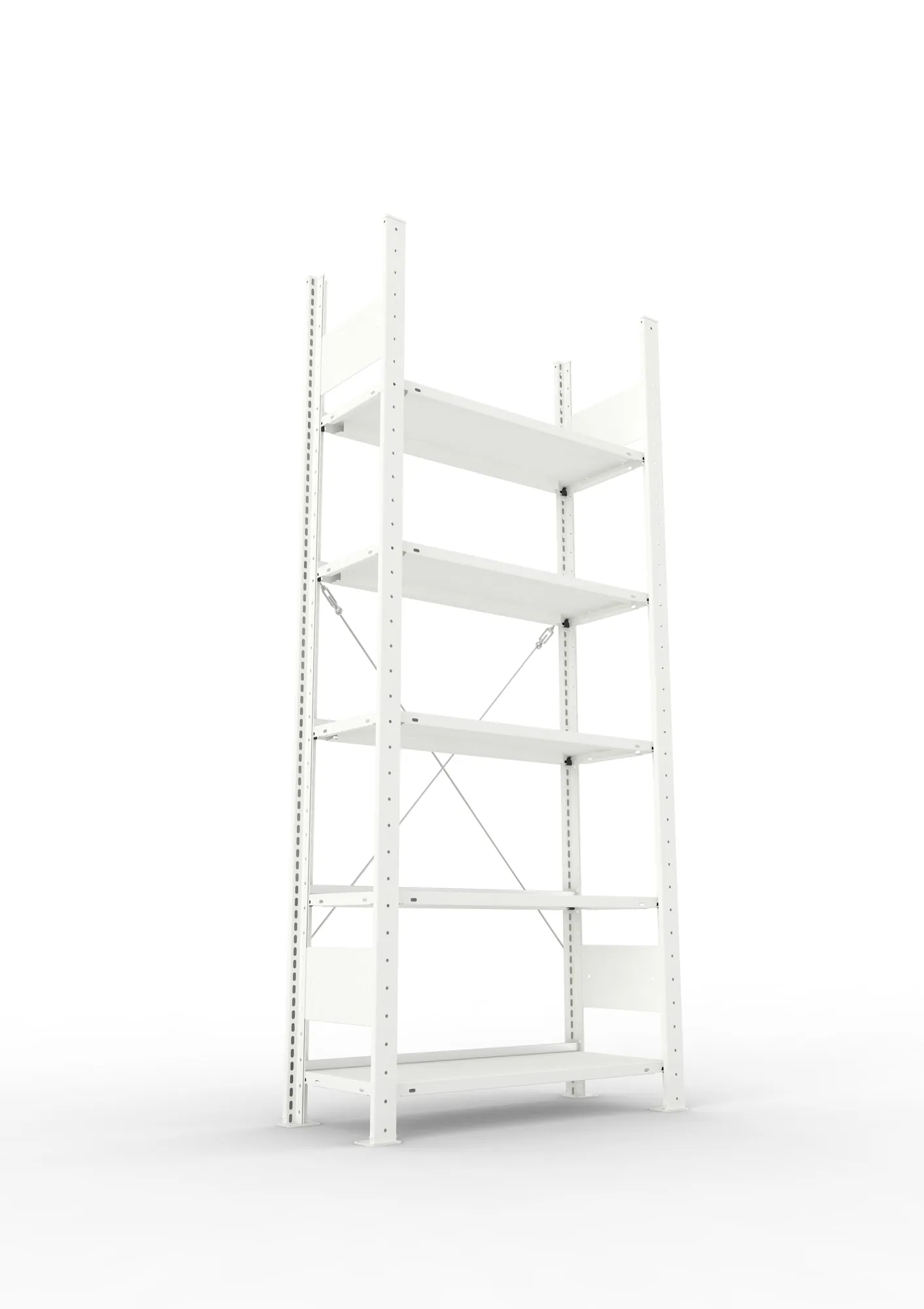 META COMPACT | Büro-Steckregal | Grundregal | 1850 x 750 x 300 mm | Fachlast 80 kg | 5 Ebenen | RAL 7035