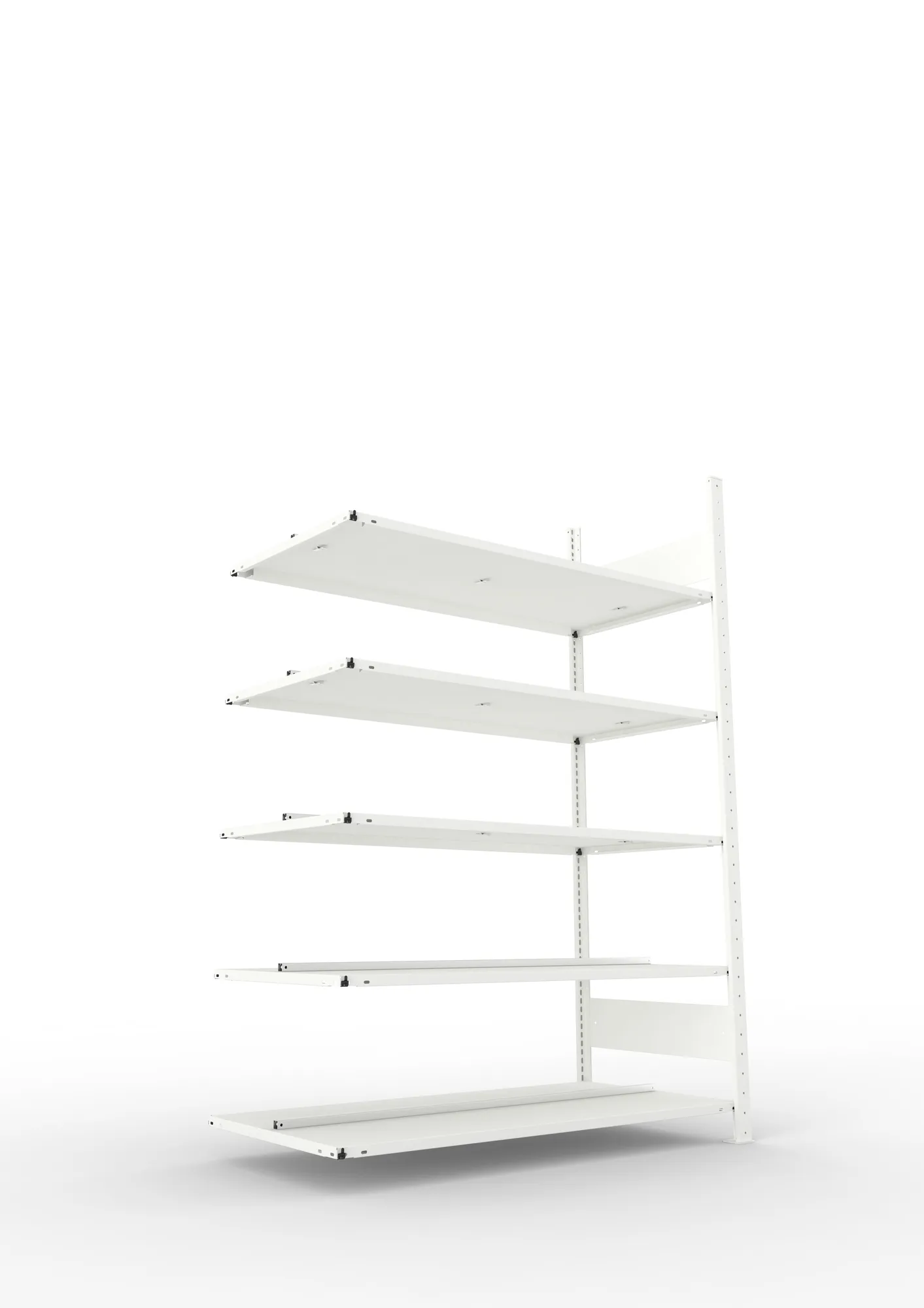 META COMPACT | Büro-Steckregal | Anbauregal | 1850 x 1250 x 600 mm | Fachlast 100 kg | 5 Ebenen | RAL 7035