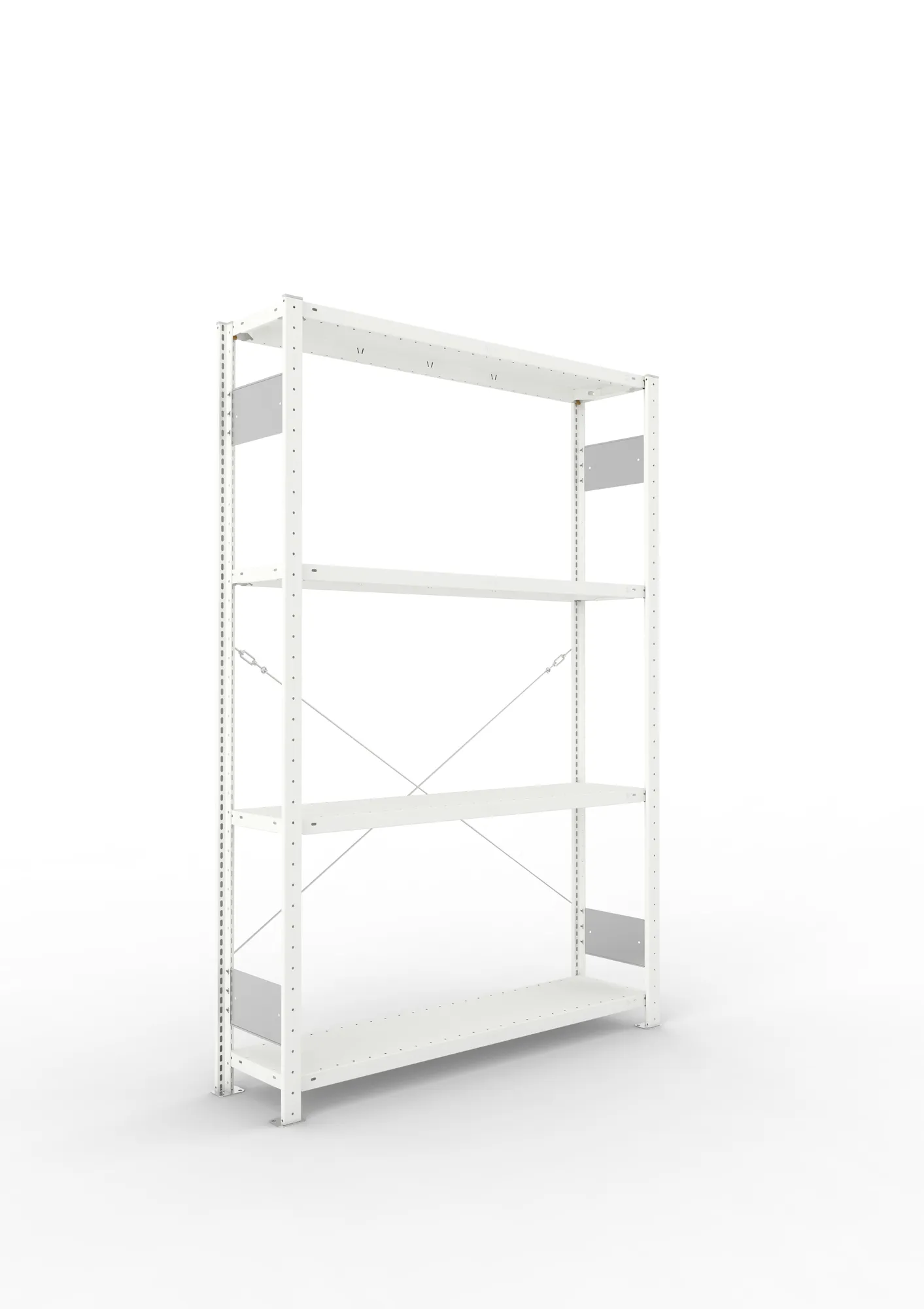 META CLIP S3 | Fachbodenregal | Grundregal | 2000 x 1300 x 300 mm | Fachlast 230 kg | 3+1 Ebenen | RAL 7035