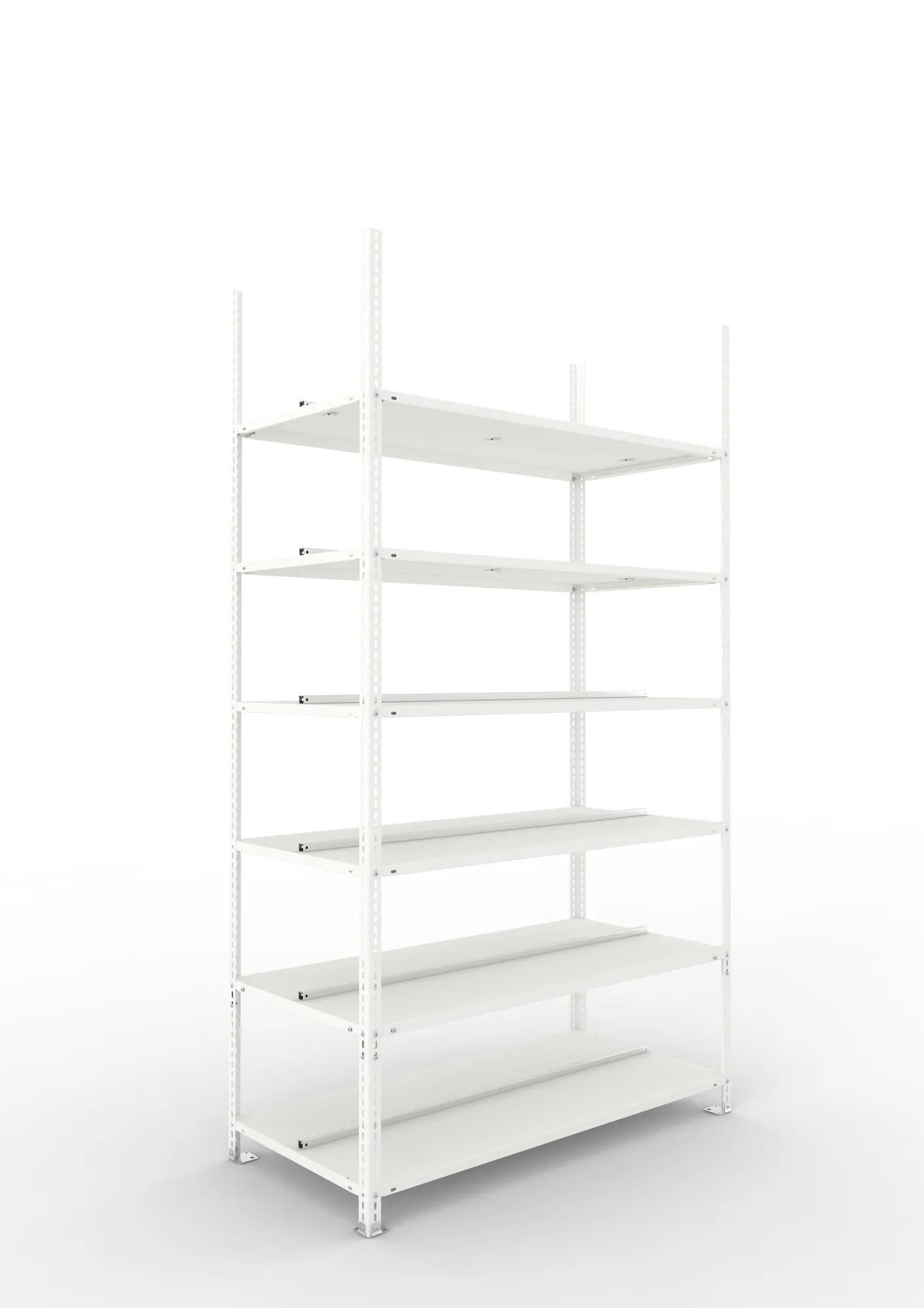 META FIX COMPACT | Büro-Schraubregal | Grundregal | 2200 x 1250 x 600 mm | Fachlast 100 kg | 6 Ebenen | RAL 7035