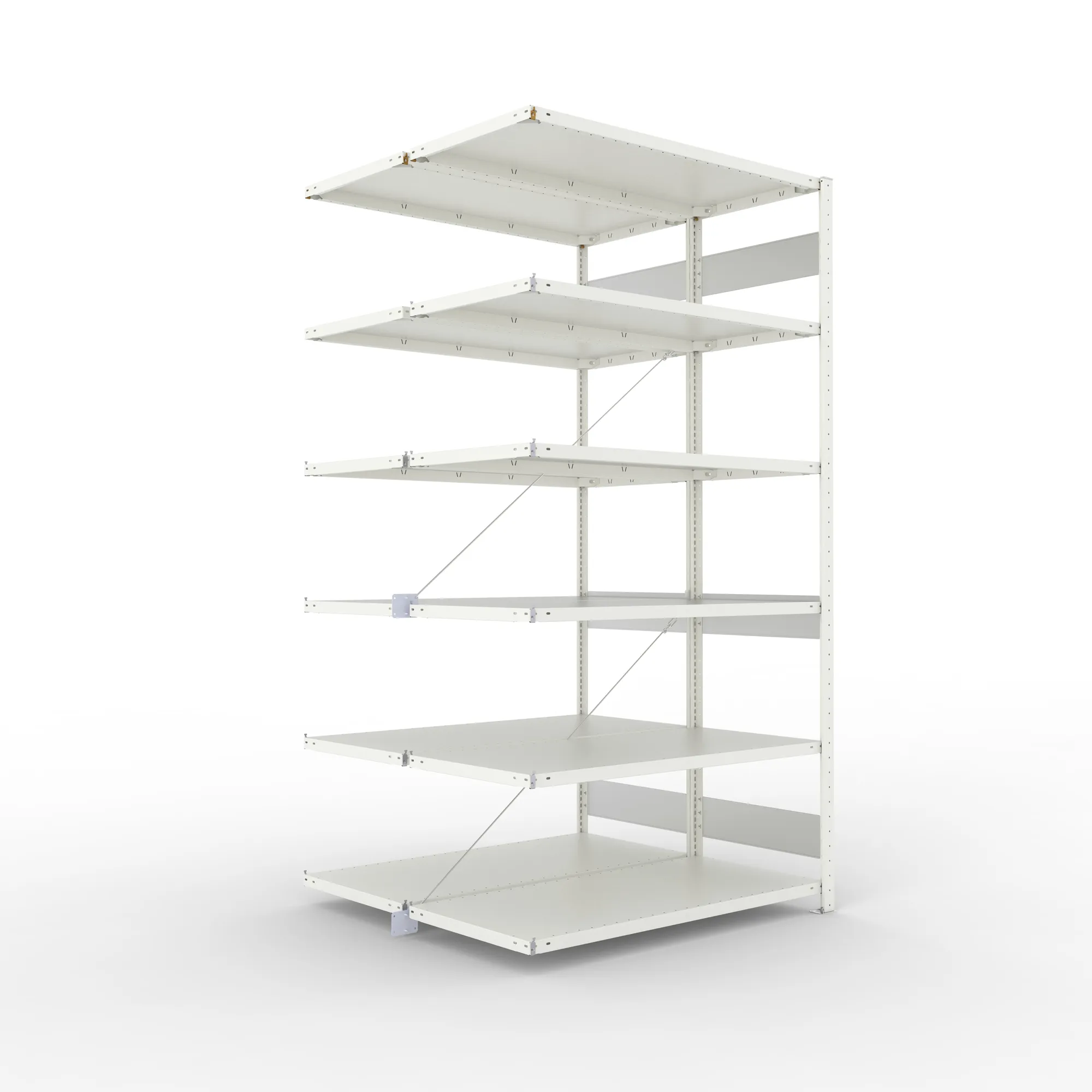 META CLIP S3 | Fachbodenregal | Doppel-Anbauregal | 2500 x 1300 x 600 mm | Fachlast 230 kg | 5+1 Ebenen | RAL 7035