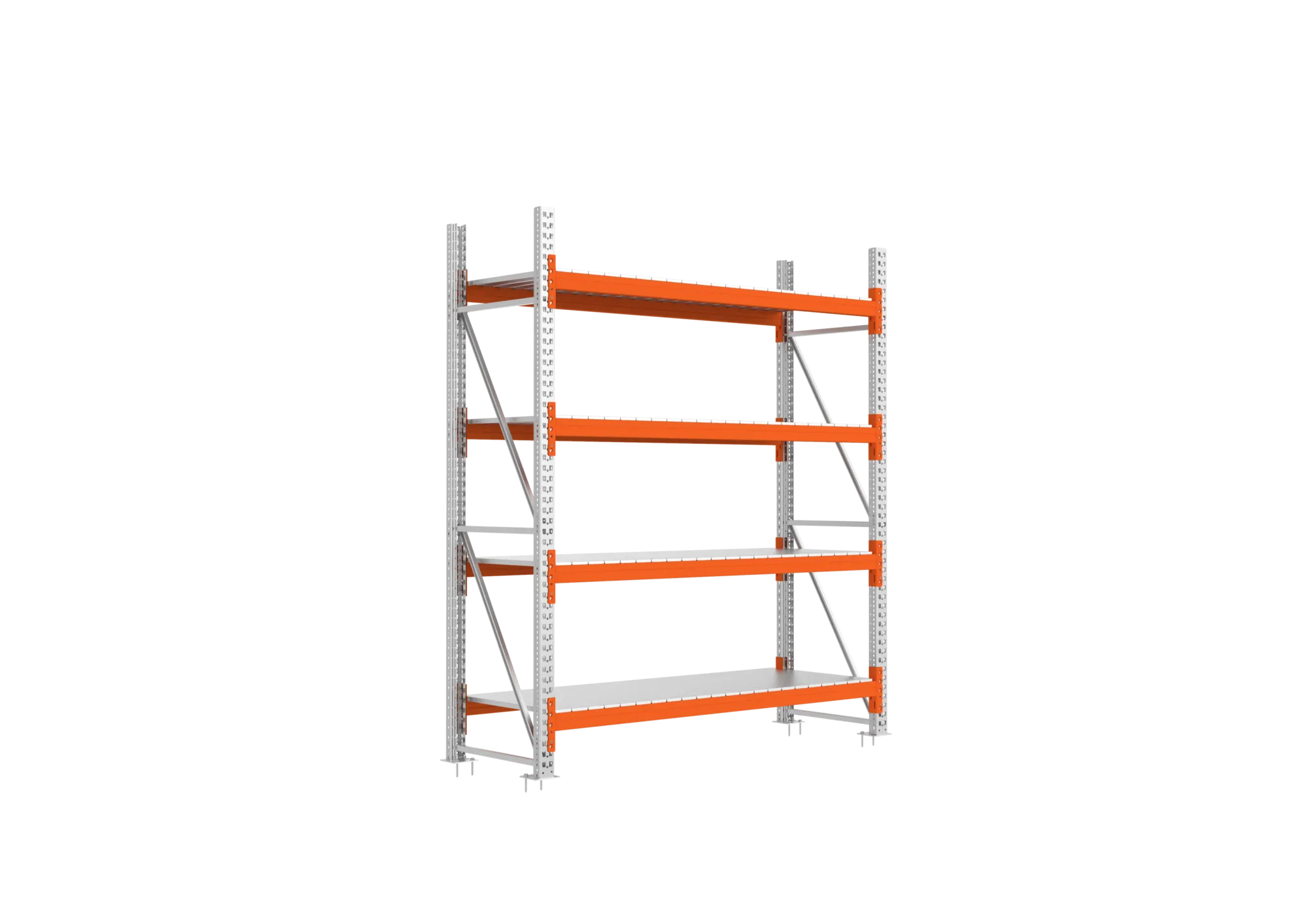 META MULTIPAL | Großfachregal | Grundregal | 2700 x 2225 x 800 mm | Fachlast 1900 kg | 4 Ebenen | Stahlpaneele | verzinkt