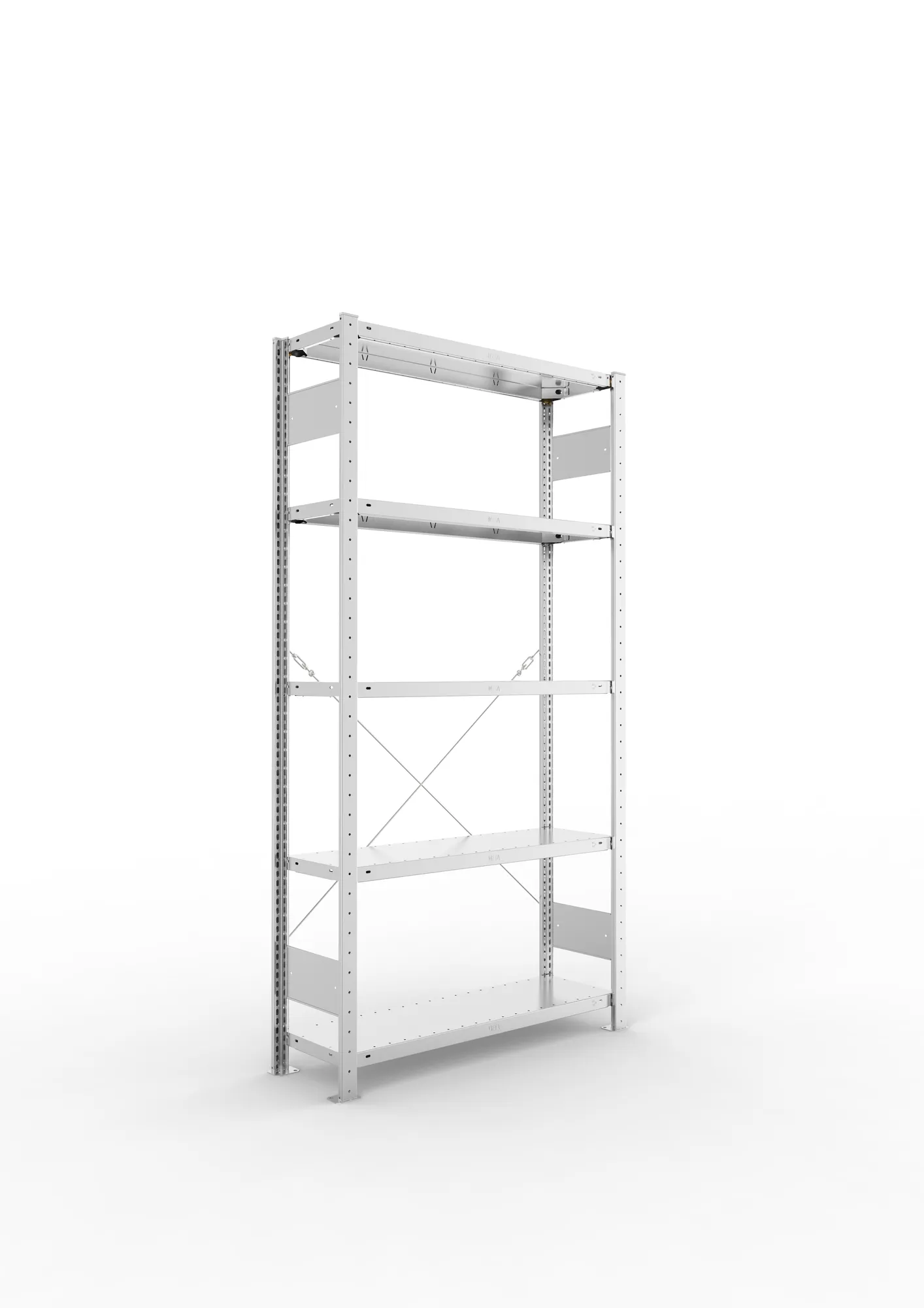 META CLIP | Fachbodenregal | Grundregal | 2000 x 1000 x 300 mm | Fachlast 150 kg | 4+1 Ebenen | verzinkt