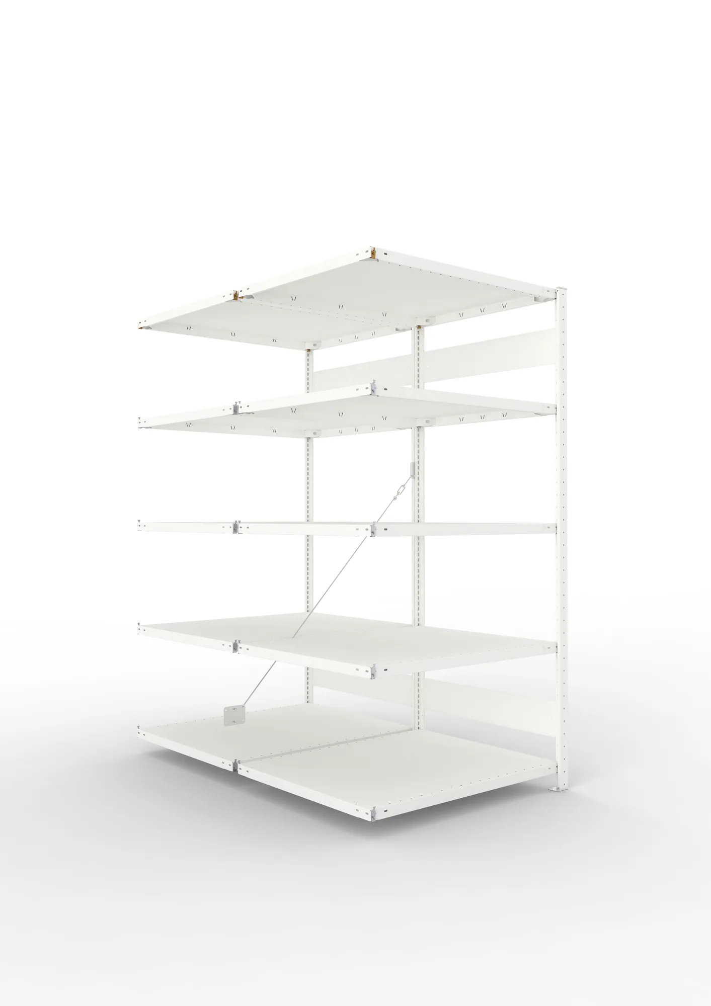 META CLIP | Fachbodenregal | Doppel-Anbauregal | 2000 x 1000 x 800 mm | Fachlast 230 kg | 4+1 Ebenen | RAL 7035