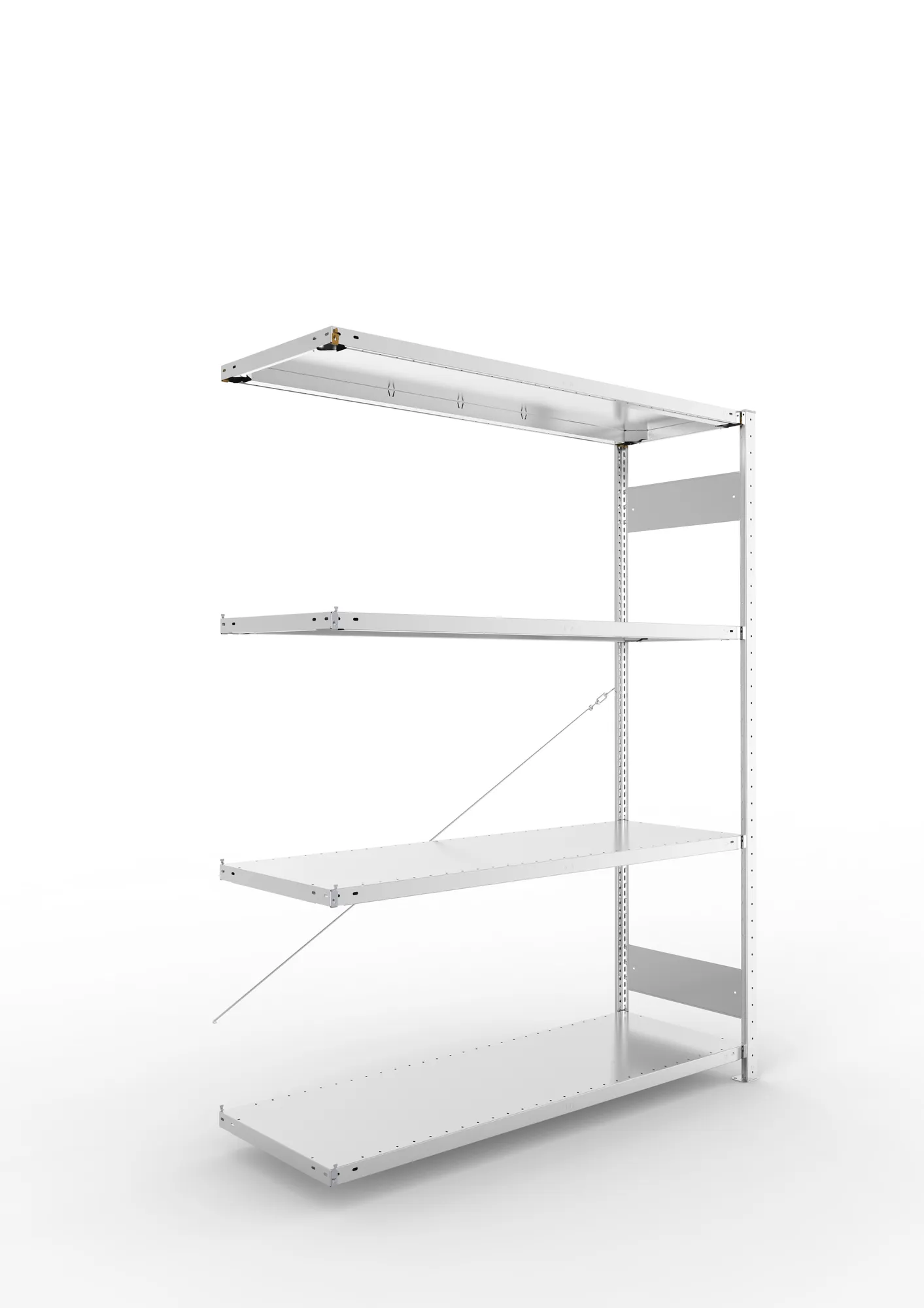 META CLIP S3 | Fachbodenregal | Anbauregal | 2000 x 1500 x 500 mm | Fachlast 200 kg | 3+1 Ebenen | verzinkt