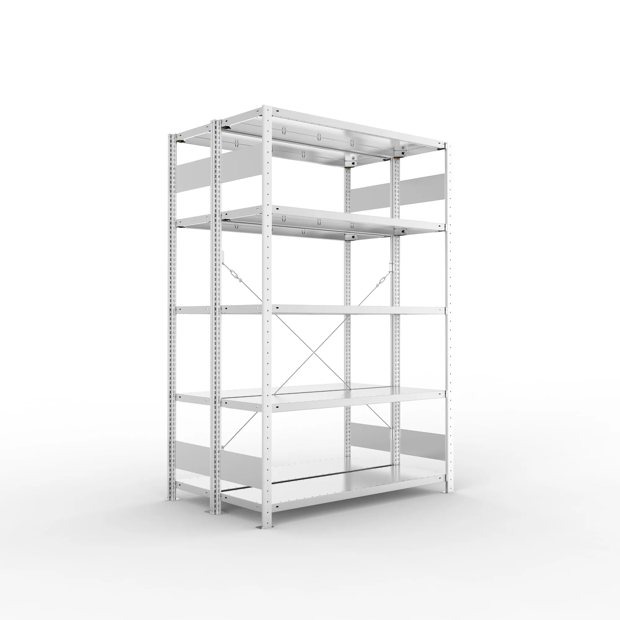 META CLIP S3 | Fachbodenregal | Doppel-Grundregal | 2000 x 1300 x 400 mm | Fachlast 150 kg | 4+1 Ebenen | verzinkt
