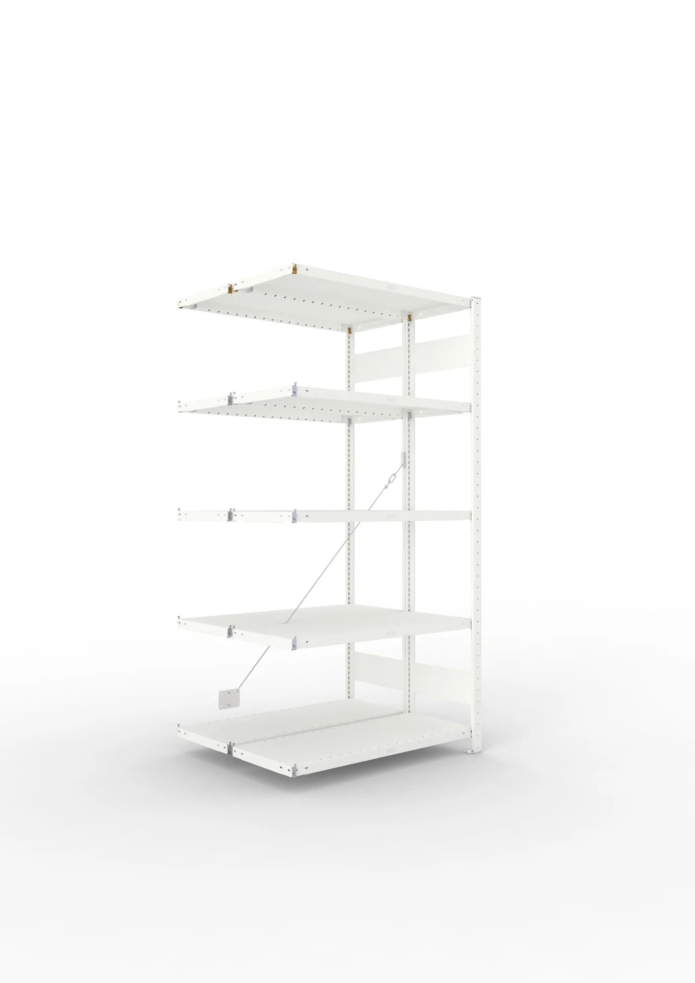 META CLIP | Fachbodenregal | Doppel-Anbauregal | 2000 x 1000 x 400 mm | Fachlast 100 kg | 4+1 Ebenen | RAL 7035