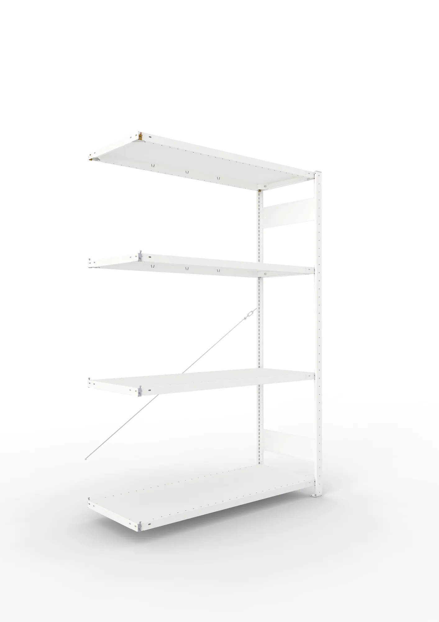 META CLIP | Fachbodenregal | Anbauregal | 2000 x 1300 x 500 mm | Fachlast 230 kg | 3+1 Ebenen | RAL 7035