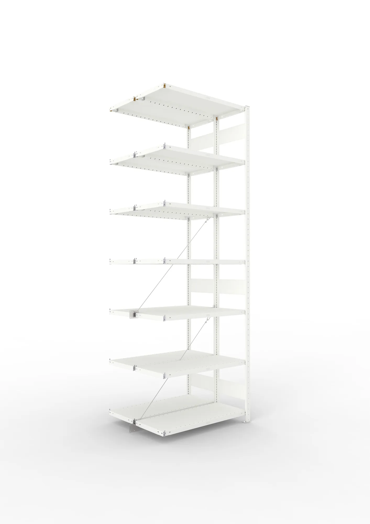 META CLIP | Fachbodenregal | Doppel-Anbauregal | 3000 x 1000 x 400 mm | Fachlast 230 kg | 6+1 Ebenen | RAL 7035