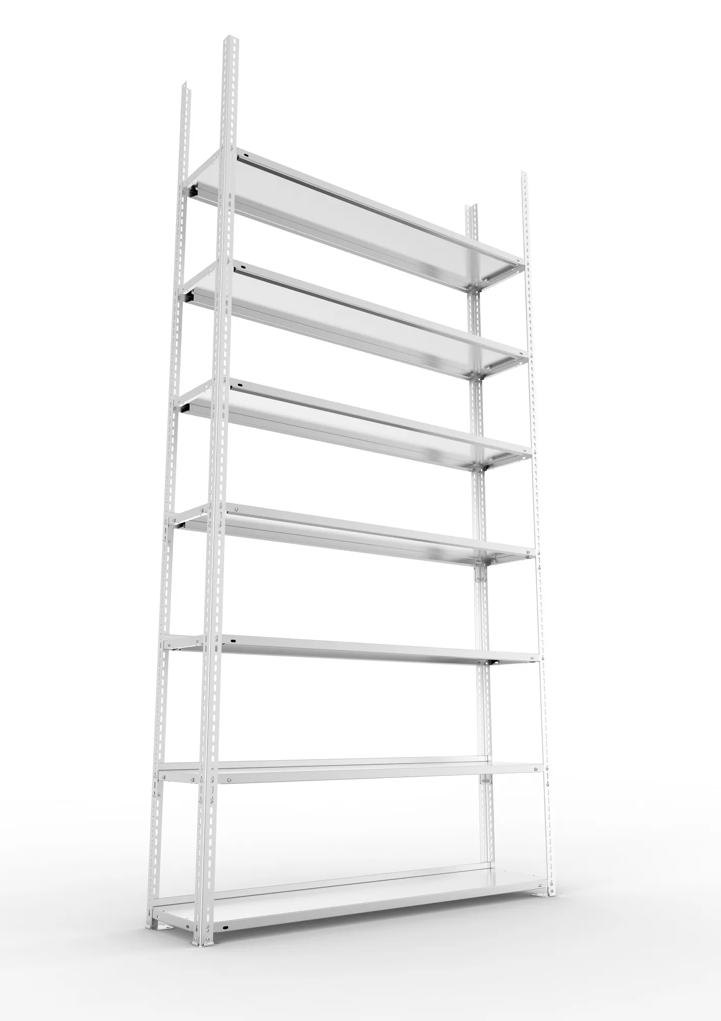 META FIX COMPACT | Büro-Schraubregal | Grundregal | 2500 x 1250 x 300 mm | Fachlast 80 kg | 7 Ebenen | verzinkt