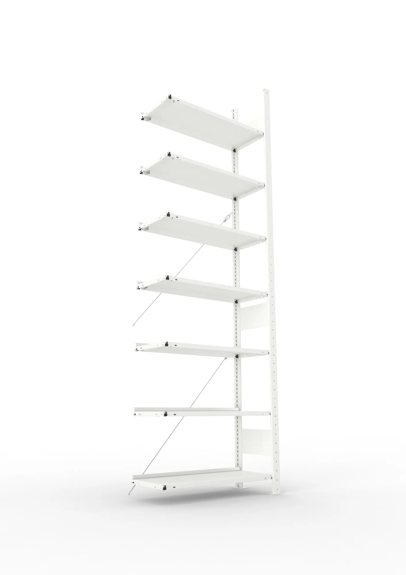 META COMPACT | Büro-Steckregal | Anbauregal | 2500 x 750 x 300 mm | Fachlast 80 kg | 7 Ebenen | RAL 7035