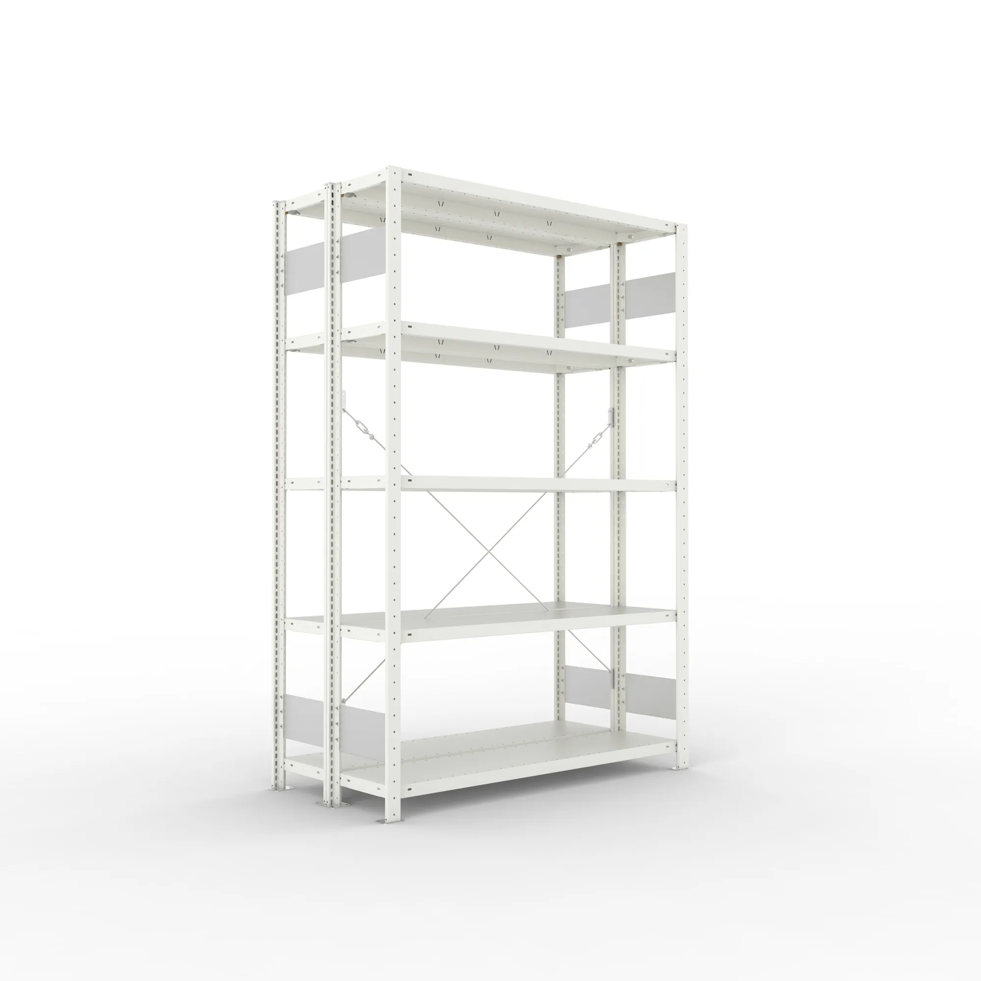 META CLIP S3 | Fachbodenregal | Doppel-Grundregal | 2000 x 1300 x 300 mm | Fachlast 230 kg | 4+1 Ebenen | RAL 7035