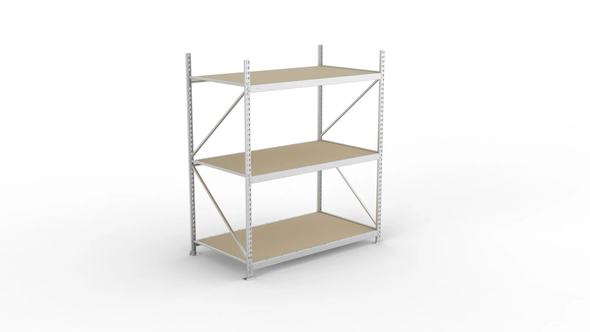 META MINI-RACK Weitspannregal | Grundregal | 2200 x 1800 x 1050 mm | Fachlast 600 kg | Spanplattenböden | 3 Ebenen