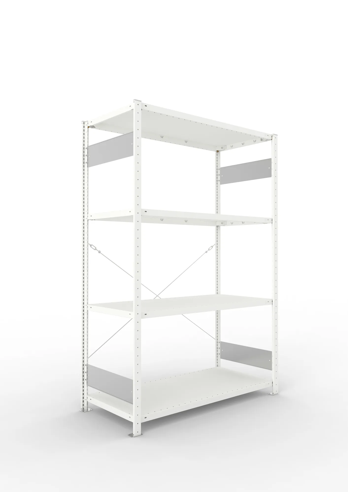 META CLIP S3 | Fachbodenregal | Grundregal | 2000 x 1300 x 600 mm | Fachlast 230 kg | 3+1 Ebenen | RAL 7035