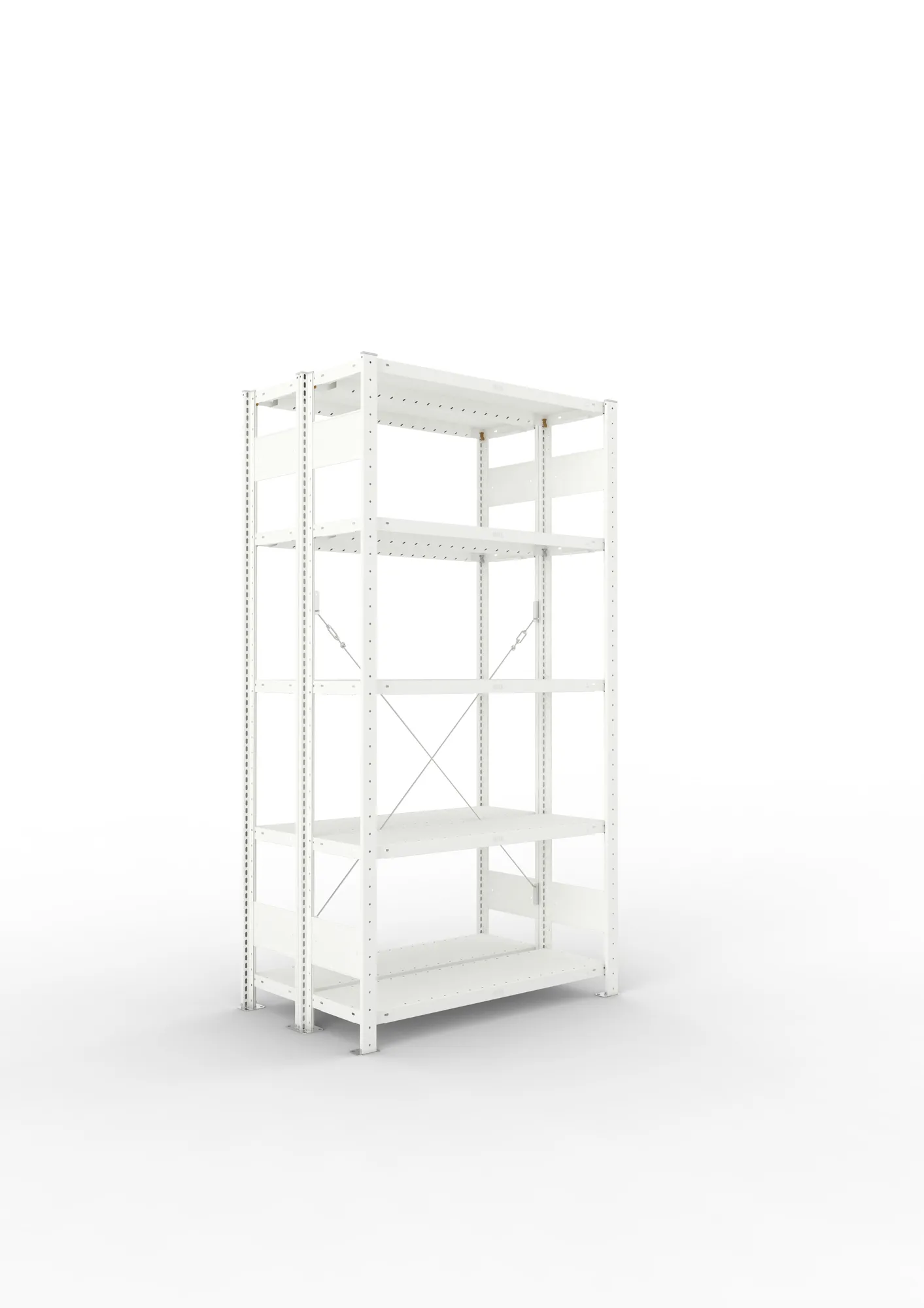 META CLIP | Fachbodenregal | Doppel-Grundregal | 2000 x 1000 x 300 mm | Fachlast 100 kg | 4+1 Ebenen | RAL 7035