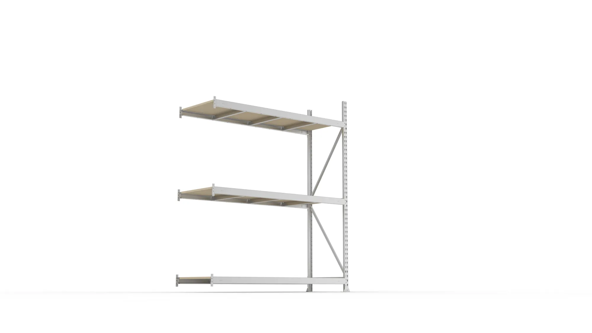 META MINI-RACK Weitspannregal | Anbauregal | 2200 x 1800 x 650 mm | Fachlast 600 kg | Spanplattenböden | 3 Ebenen