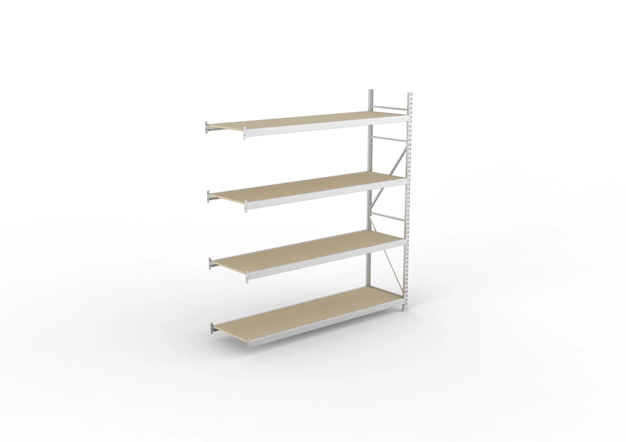 META MINI-RACK Weitspannregal | Anbauregal | 2500 x 2200 x 650 mm | Fachlast 600 kg | Spanplattenböden | 4 Ebenen