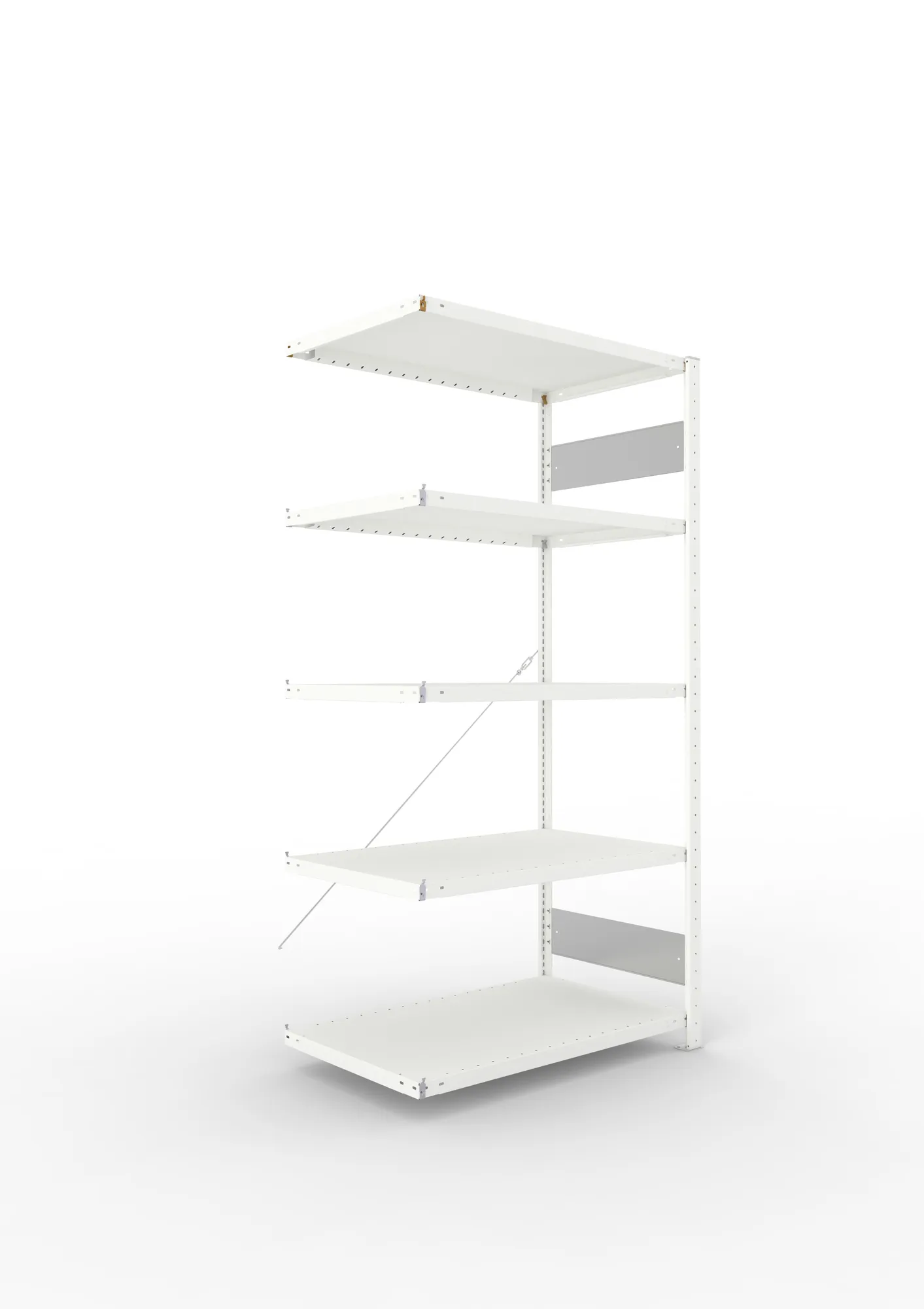 META CLIP S3 | Fachbodenregal | Anbauregal | 2000 x 1000 x 600 mm | Fachlast 100 kg | 4+1 Ebenen | RAL 7035