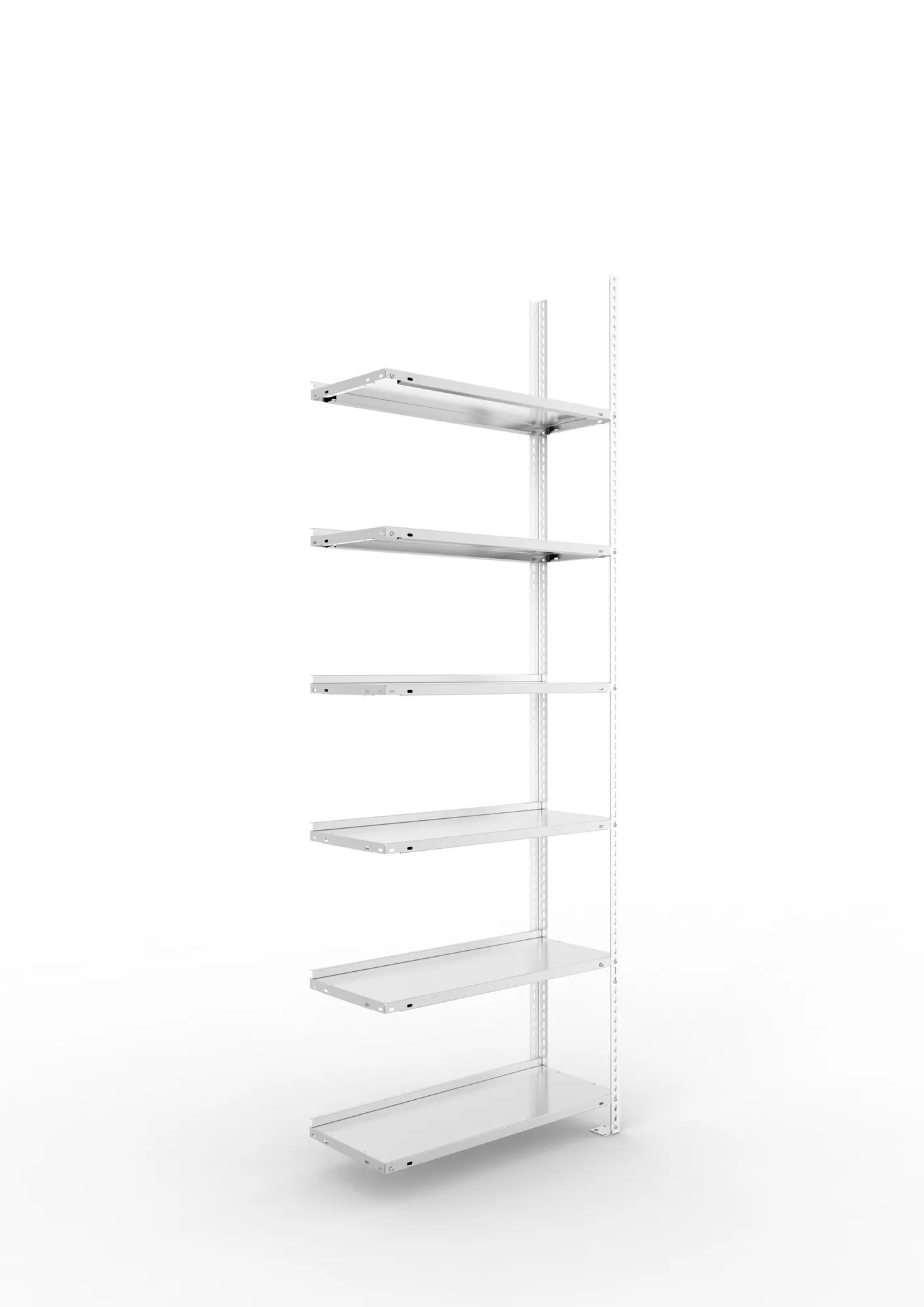 META FIX COMPACT | Büro-Schraubregal | Anbauregal | 2200 x 750 x 300 mm | Fachlast 80 kg | 6 Ebenen | verzinkt