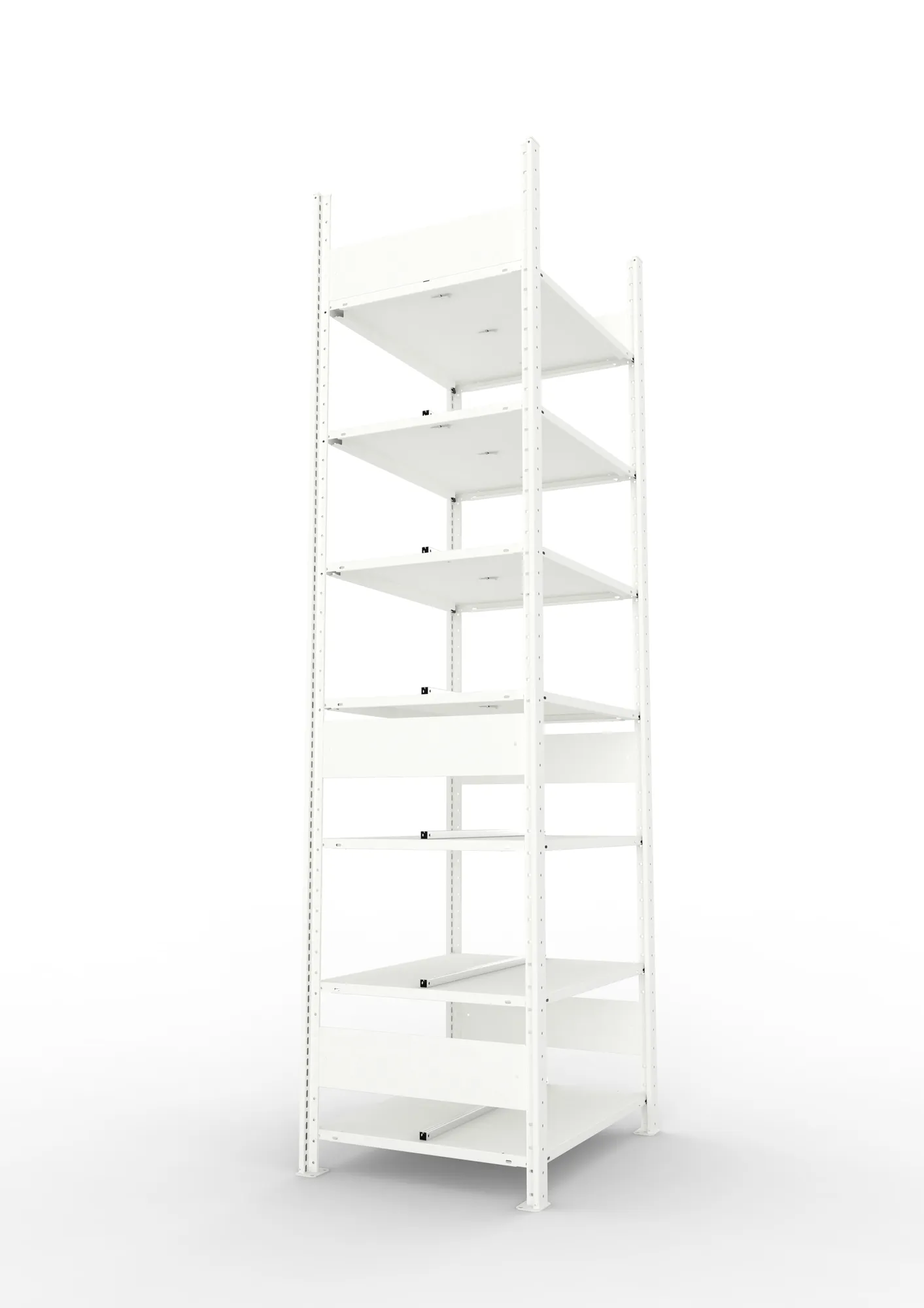 META COMPACT | Büro-Steckregal | Grundregal | 2500 x 750 x 600 mm | Fachlast 100 kg | 7 Ebenen | RAL 7035