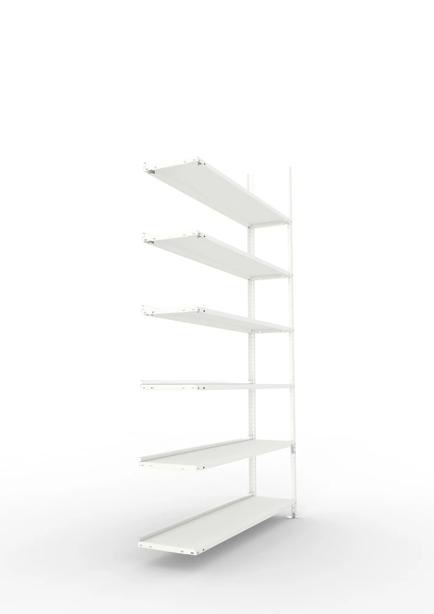 META FIX COMPACT | Büro-Schraubregal | Anbauregal | 2200 x 1250 x 300 mm | Fachlast 80 kg | 6 Ebenen | RAL 7035