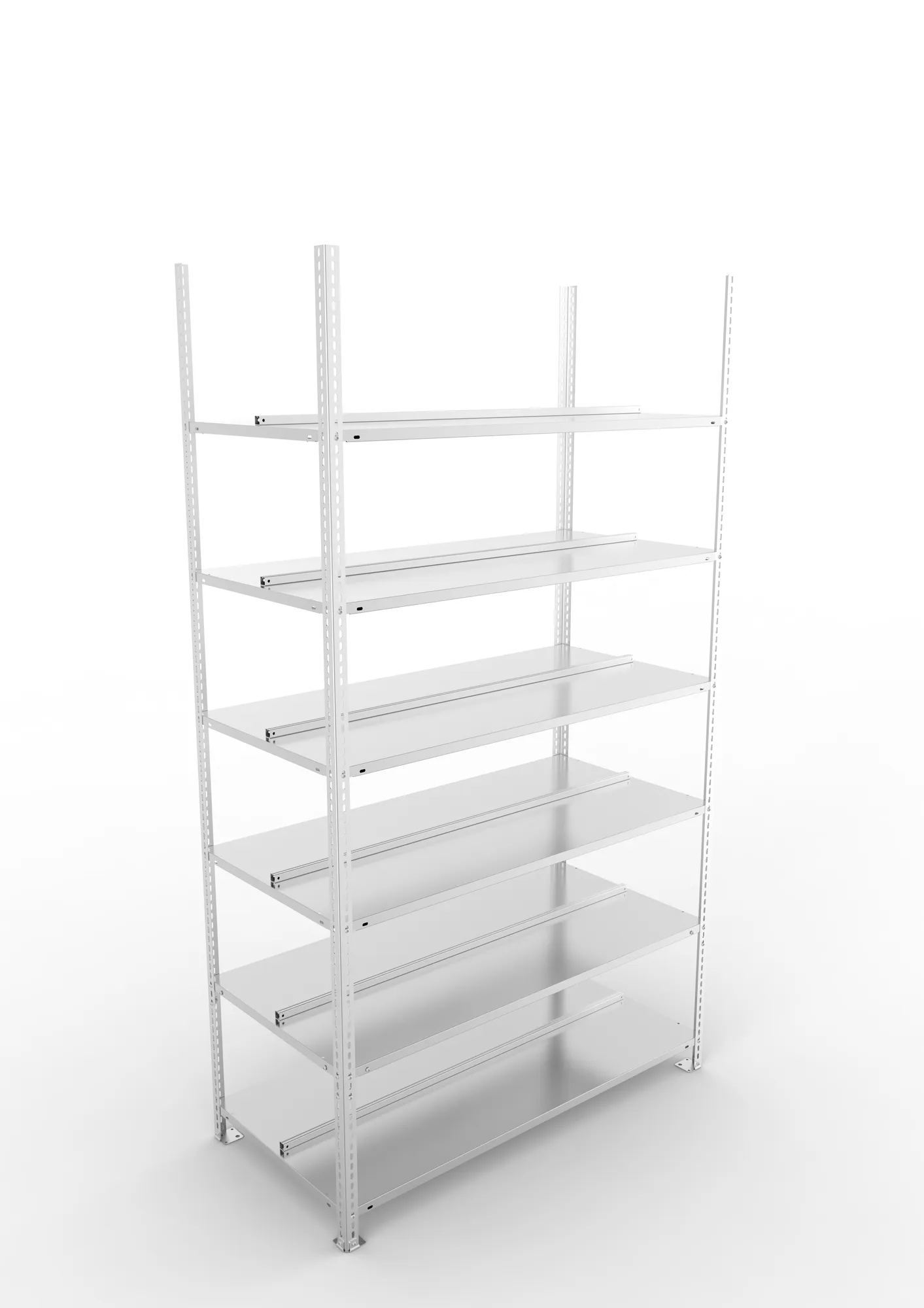 META FIX COMPACT | Büro-Schraubregal | Grundregal | 2200 x 1250 x 600 mm | Fachlast 100 kg | 6 Ebenen | verzinkt