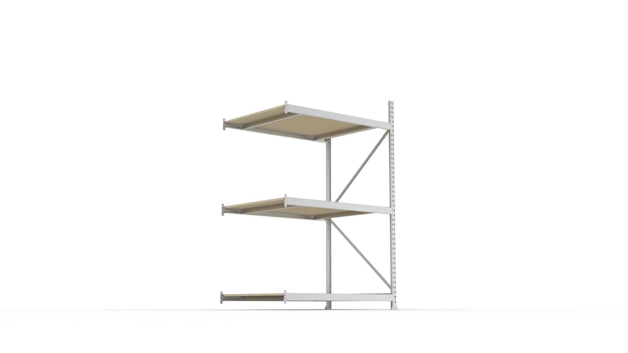 META MINI-RACK Weitspannregal | Anbauregal | 2200 x 1400 x 1050 mm | Fachlast 600 kg | Spanplattenböden | 3 Ebenen