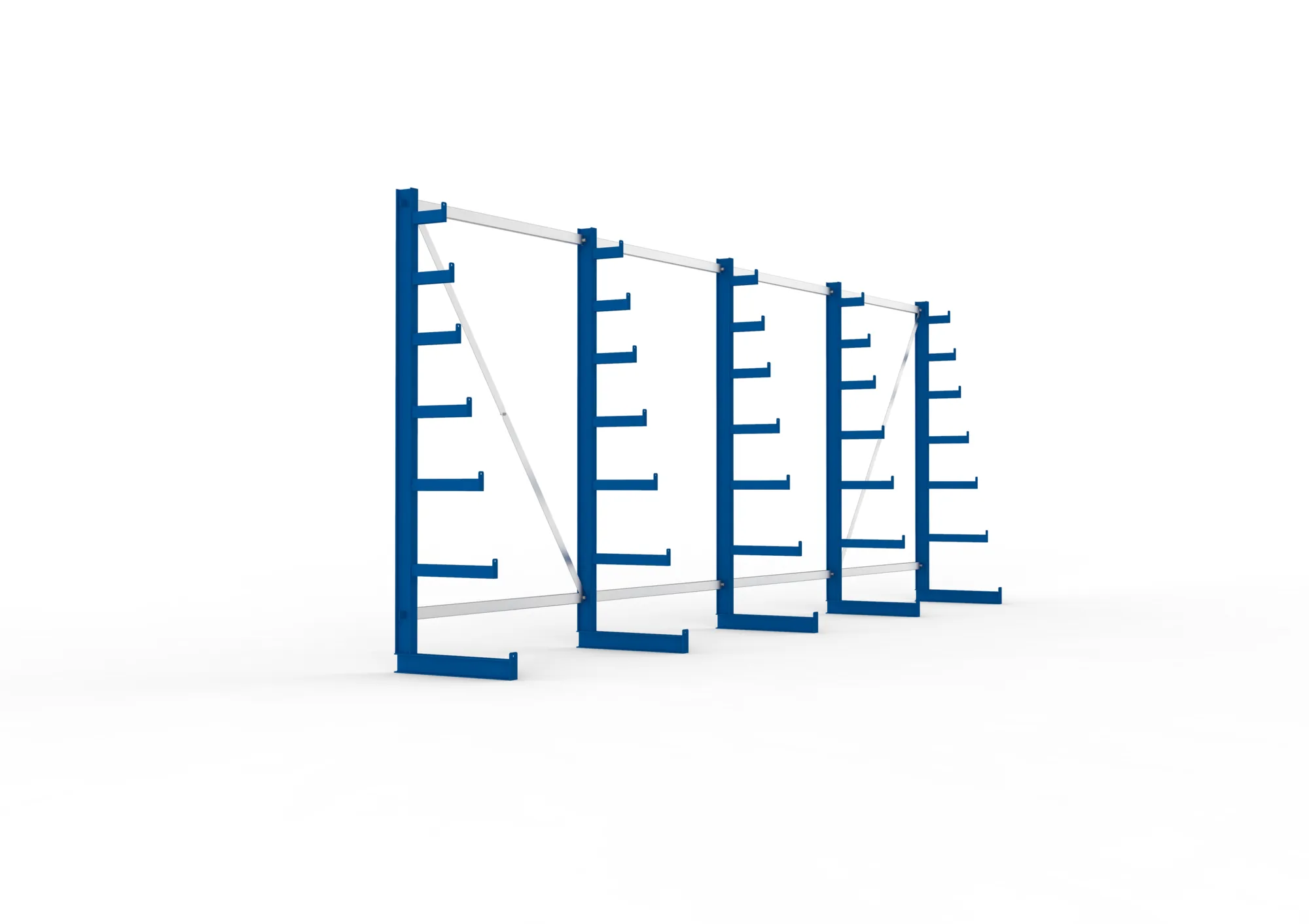 META ATLAS ST | Langgutregal | 4 Felder | 2000 x 5400 x 500 mm | Armlast 200 kg | einseitig | 6+1 Ebenen | RAL 5010