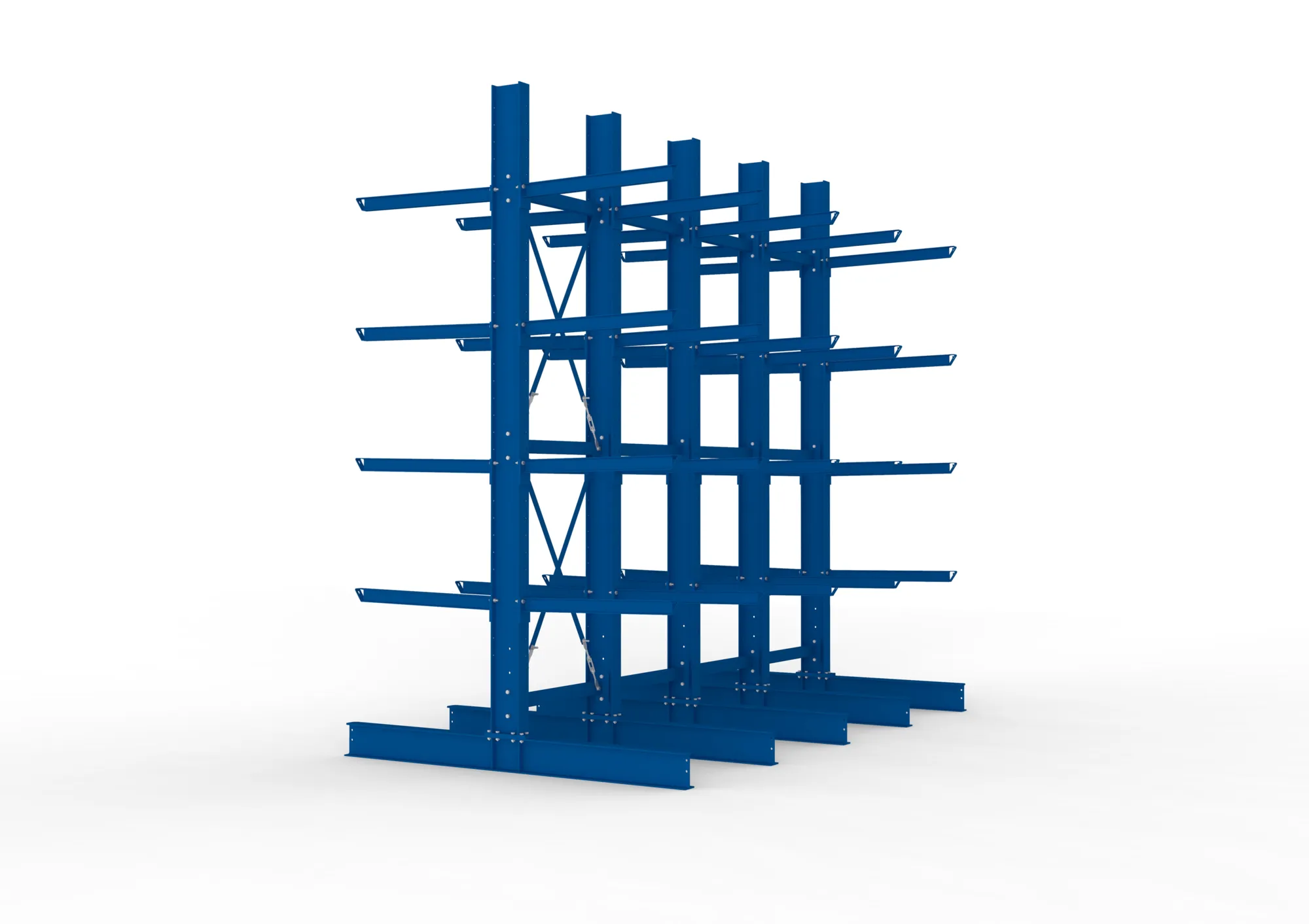 META MULTISTRONG H | Kragarmregal | 4 Felder | 4000 x 4000 x 1000 mm | Armlast 505 kg | doppelseitig | 4+1 Ebenen