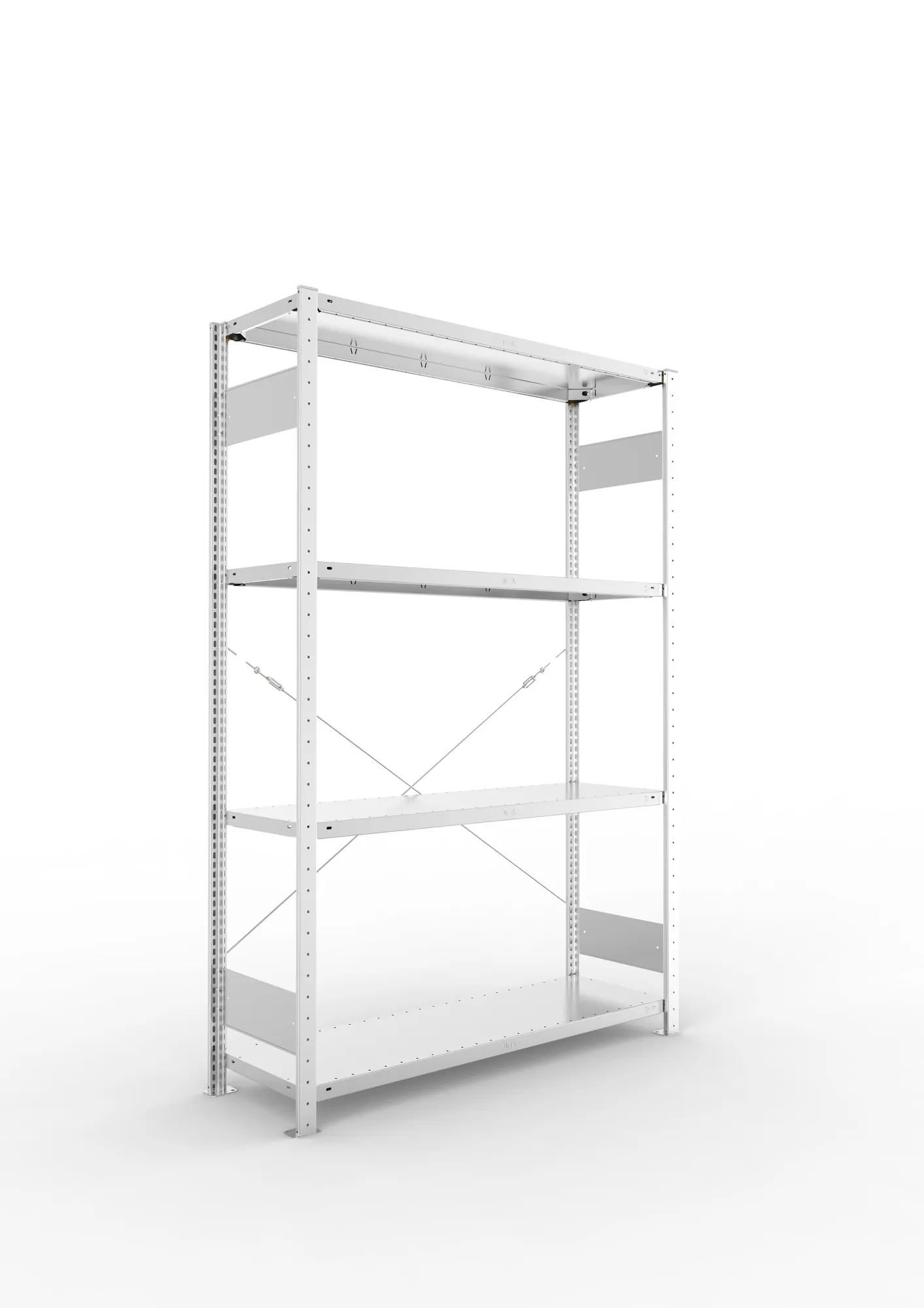 META CLIP S3 | Fachbodenregal | Grundregal | 2000 x 1300 x 400 mm | Fachlast 150 kg | 3+1 Ebenen | verzinkt