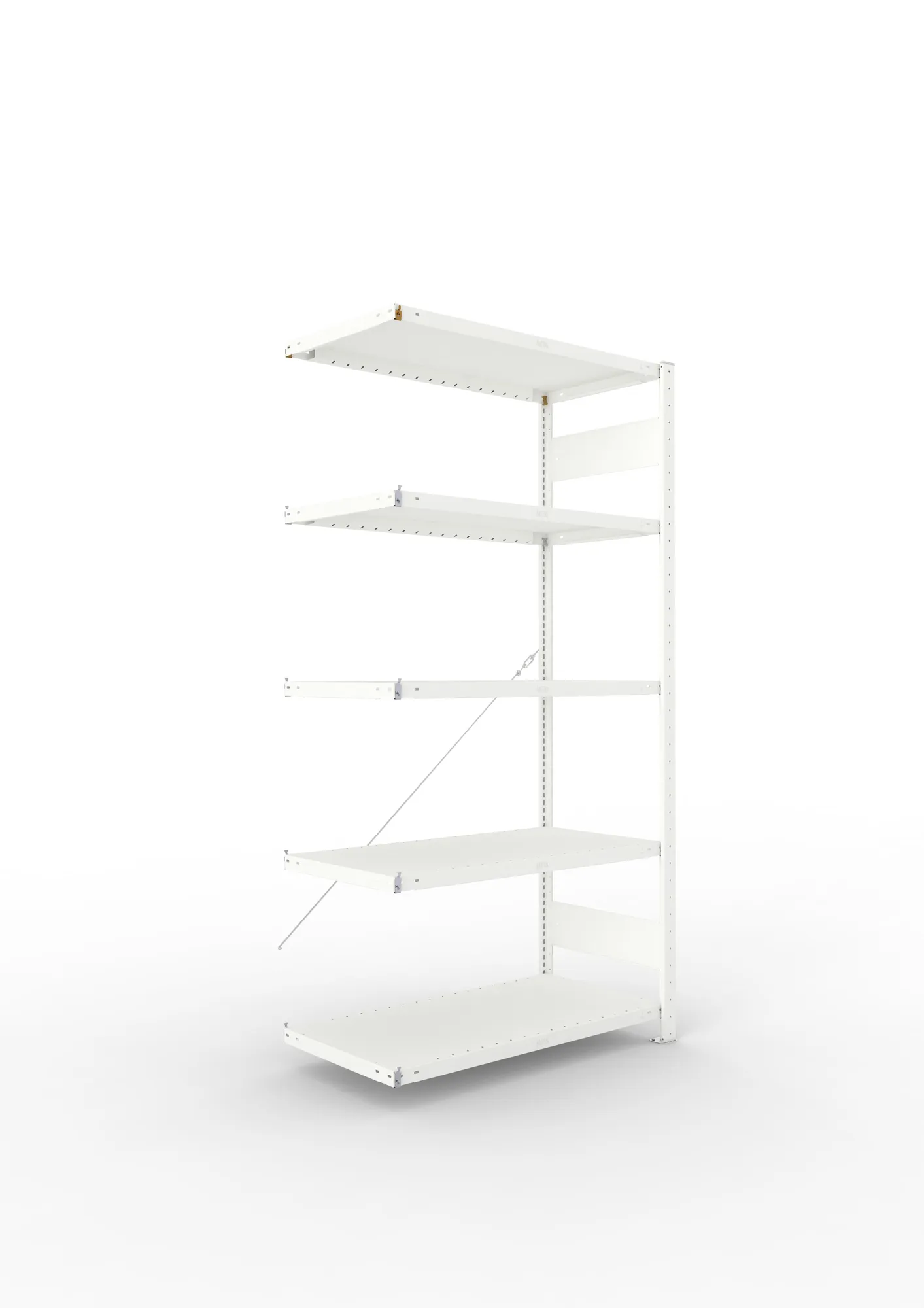 META CLIP | Fachbodenregal | Anbauregal | 2000 x 1000 x 500 mm | Fachlast 100 kg | 4+1 Ebenen | RAL 7035