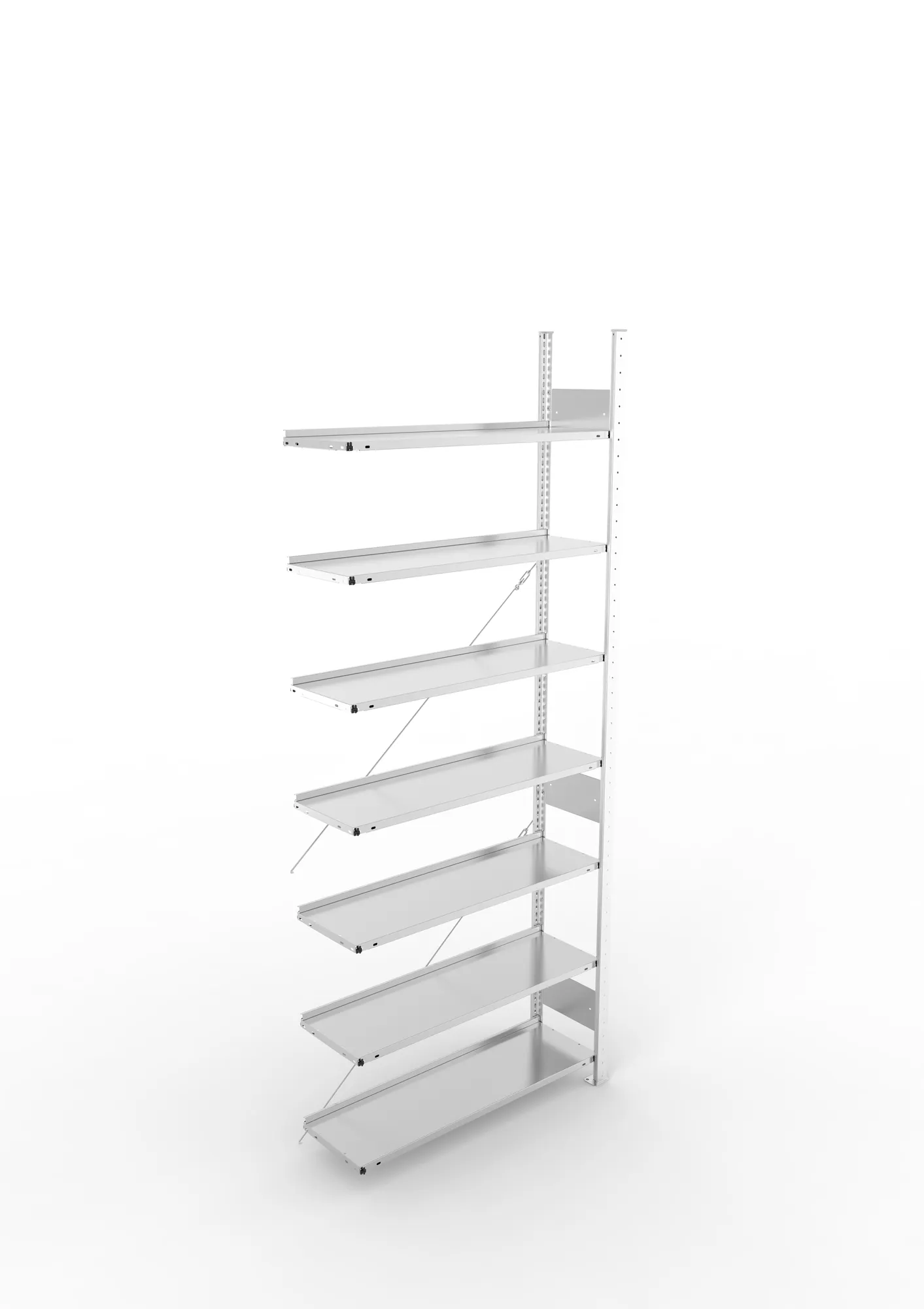 META COMPACT S3| Büro-Steckregal | Anbauregal | 2500 x 1000 x 300 mm | Fachlast 80 kg | 7 Ebenen | Endanschlag | verzinkt