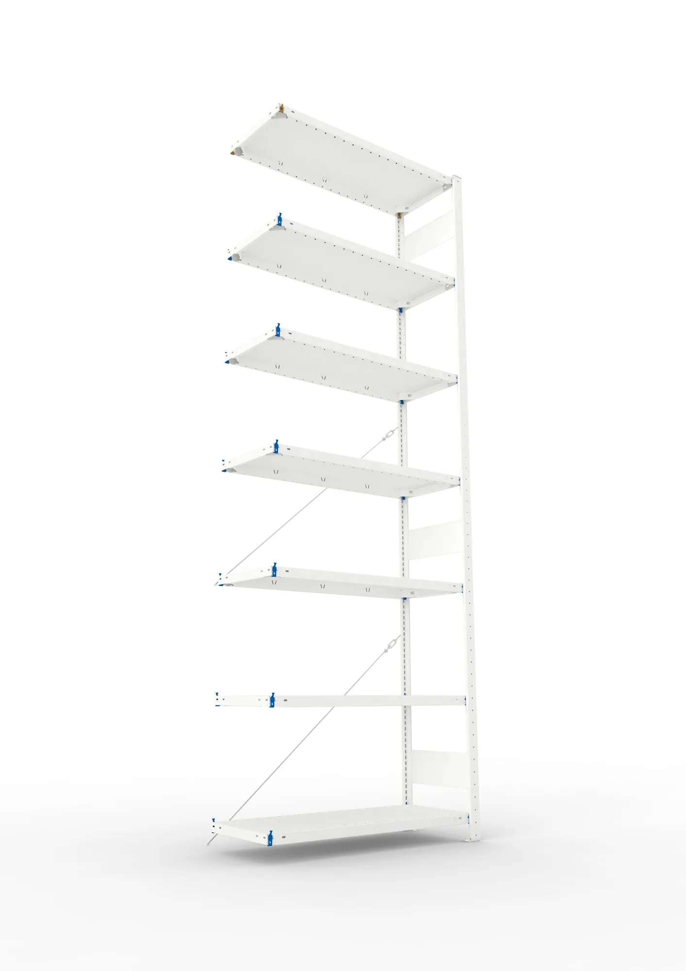 META CLIP | Fachbodenregal | Anbauregal | 3000 x 1000 x 400 mm | Fachlast 150 kg | 6+1 Ebenen | RAL 7035