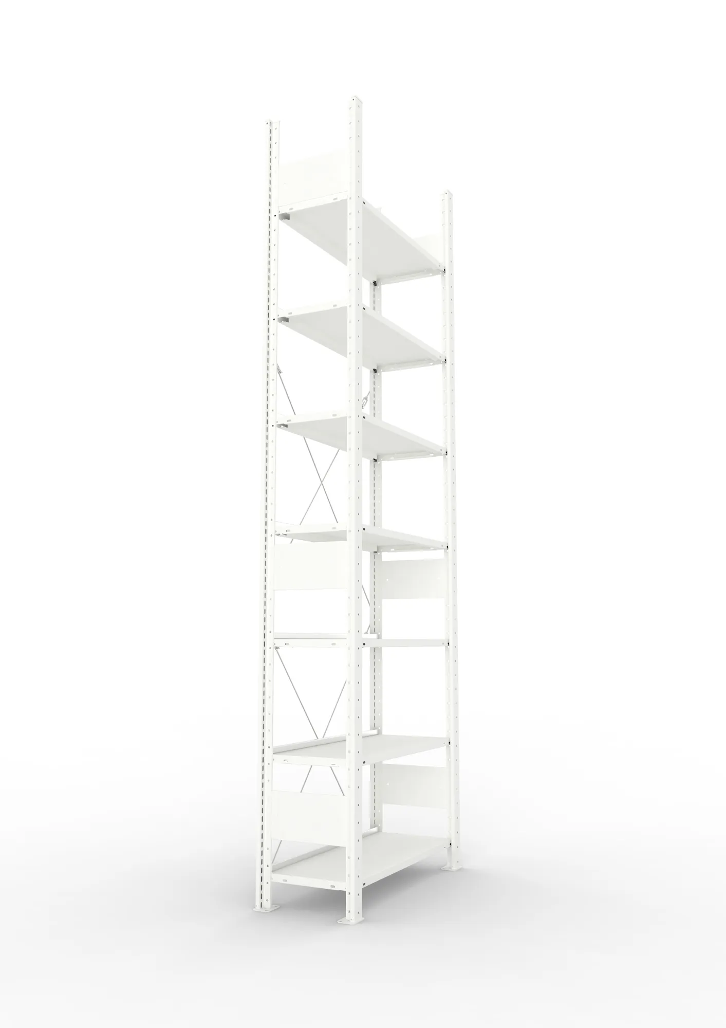 META COMPACT | Büro-Steckregal | Grundregal | 2500 x 750 x 300 mm | Fachlast 80 kg | 7 Ebenen | RAL 7035