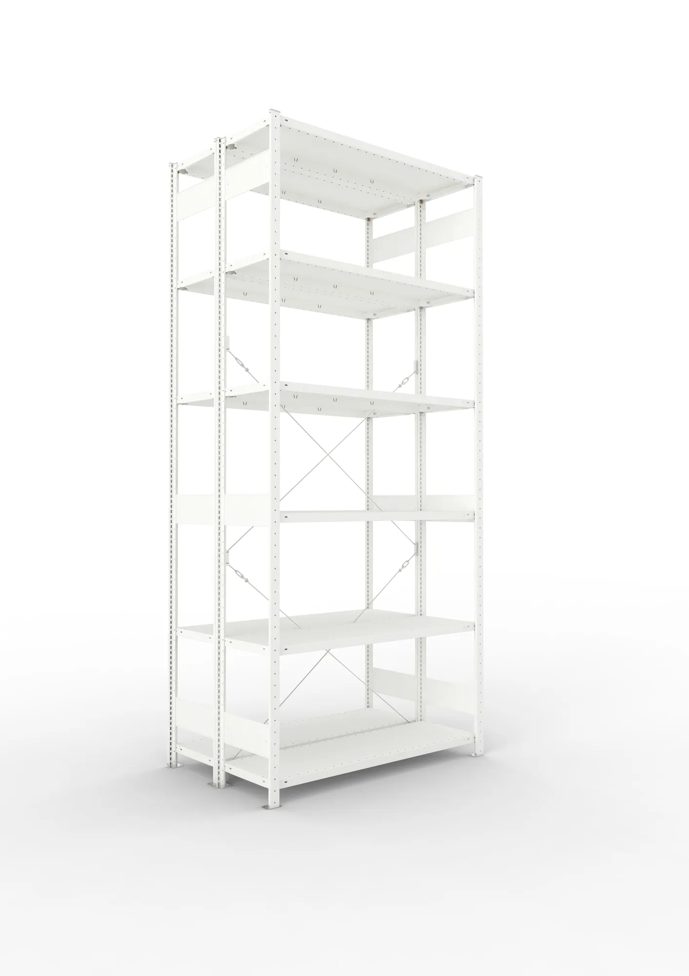 META CLIP | Fachbodenregal | Doppel-Grundregal | 3000 x 1300 x 400 mm | Fachlast 230 kg | 5+1 Ebenen | RAL 7035