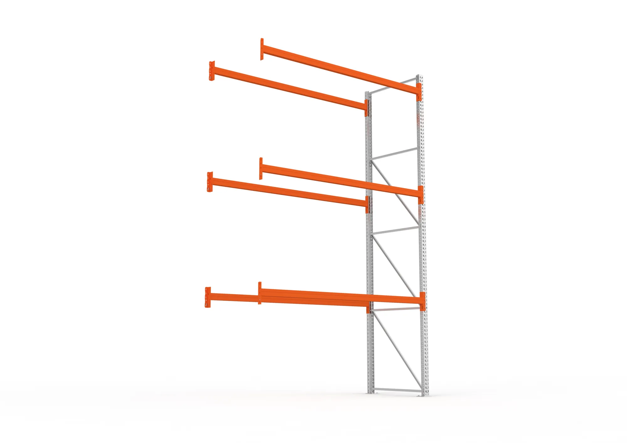 META MULTIPAL | Palettenregal | Anbauregal | 4400 x 2700 x 1100 mm | Fachlast 480 kg | 4 Ebenen | 12 Paletten | verzinkt