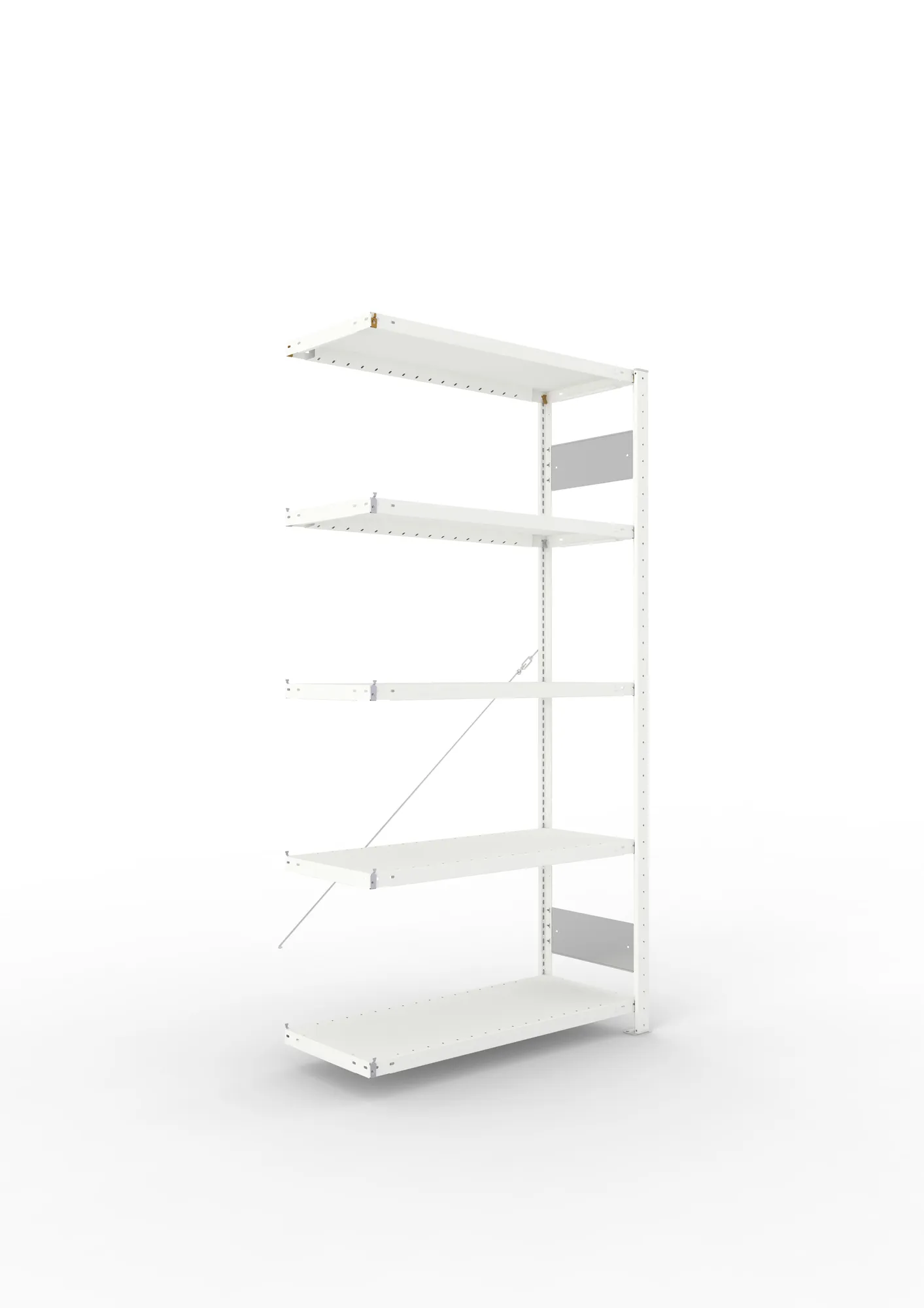 META CLIP S3 | Fachbodenregal | Anbauregal | 2000 x 1000 x 400 mm | Fachlast 100 kg | 4+1 Ebenen | RAL 7035