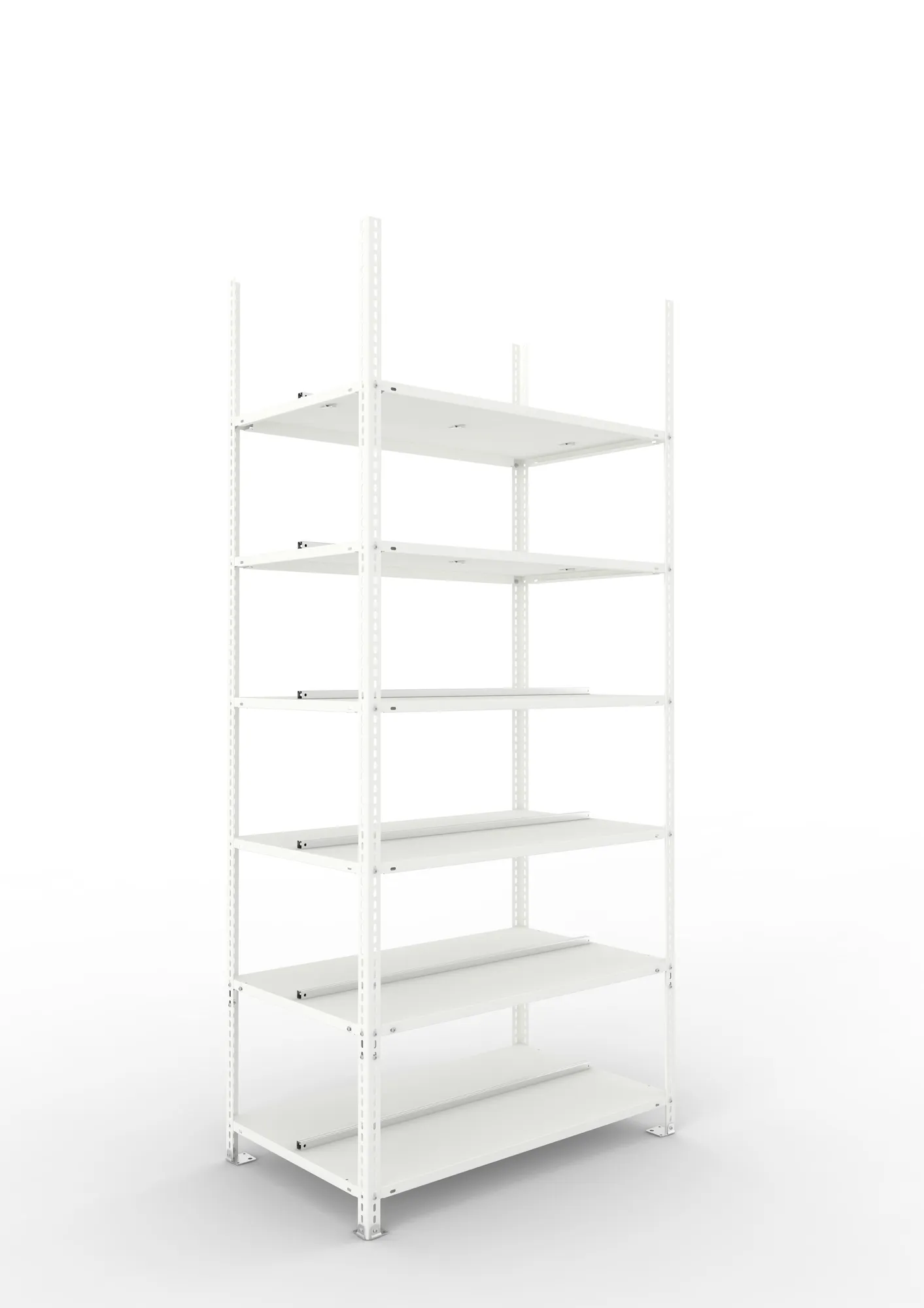 META FIX COMPACT | Büro-Schraubregal | Grundregal | 2200 x 1000 x 600 mm | Fachlast 100 kg | 6 Ebenen | RAL 7035