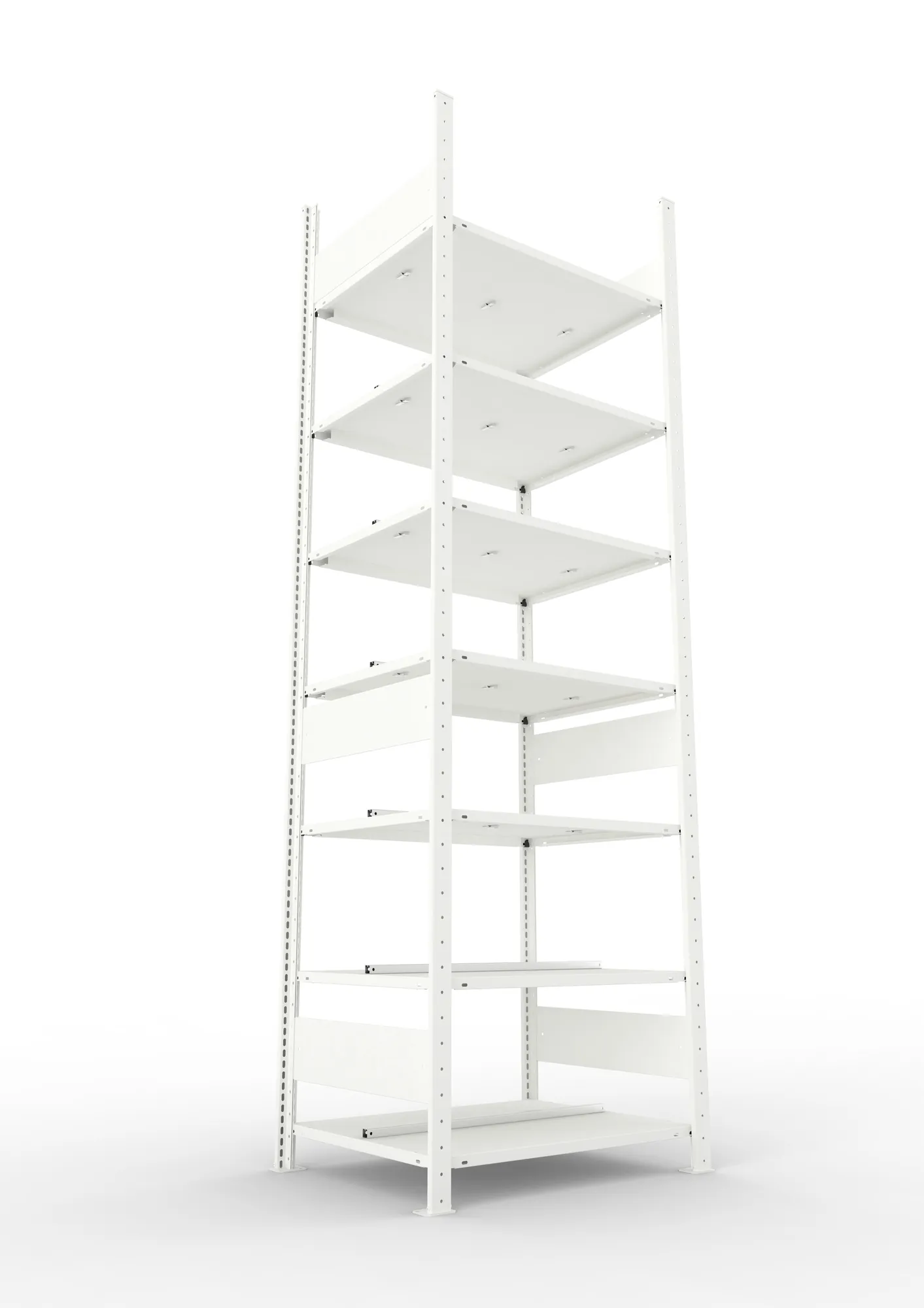META COMPACT | Büro-Steckregal | Grundregal | 2500 x 750 x 600 mm | Fachlast 100 kg | 7 Ebenen | RAL 7035