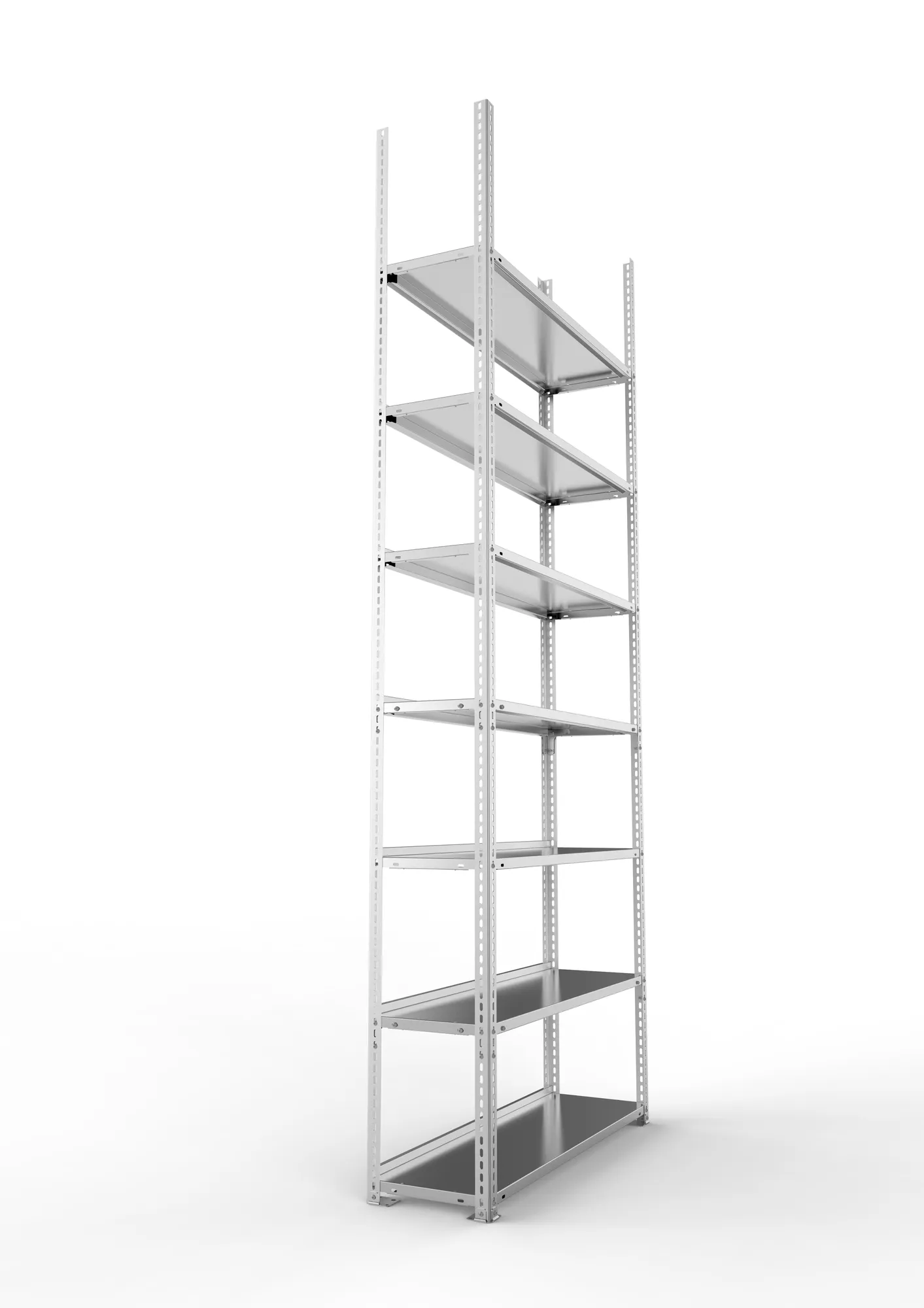 META FIX COMPACT | Büro-Schraubregal | Grundregal | 2500 x 1000 x 300 mm | Fachlast 80 kg | 7 Ebenen | verzinkt
