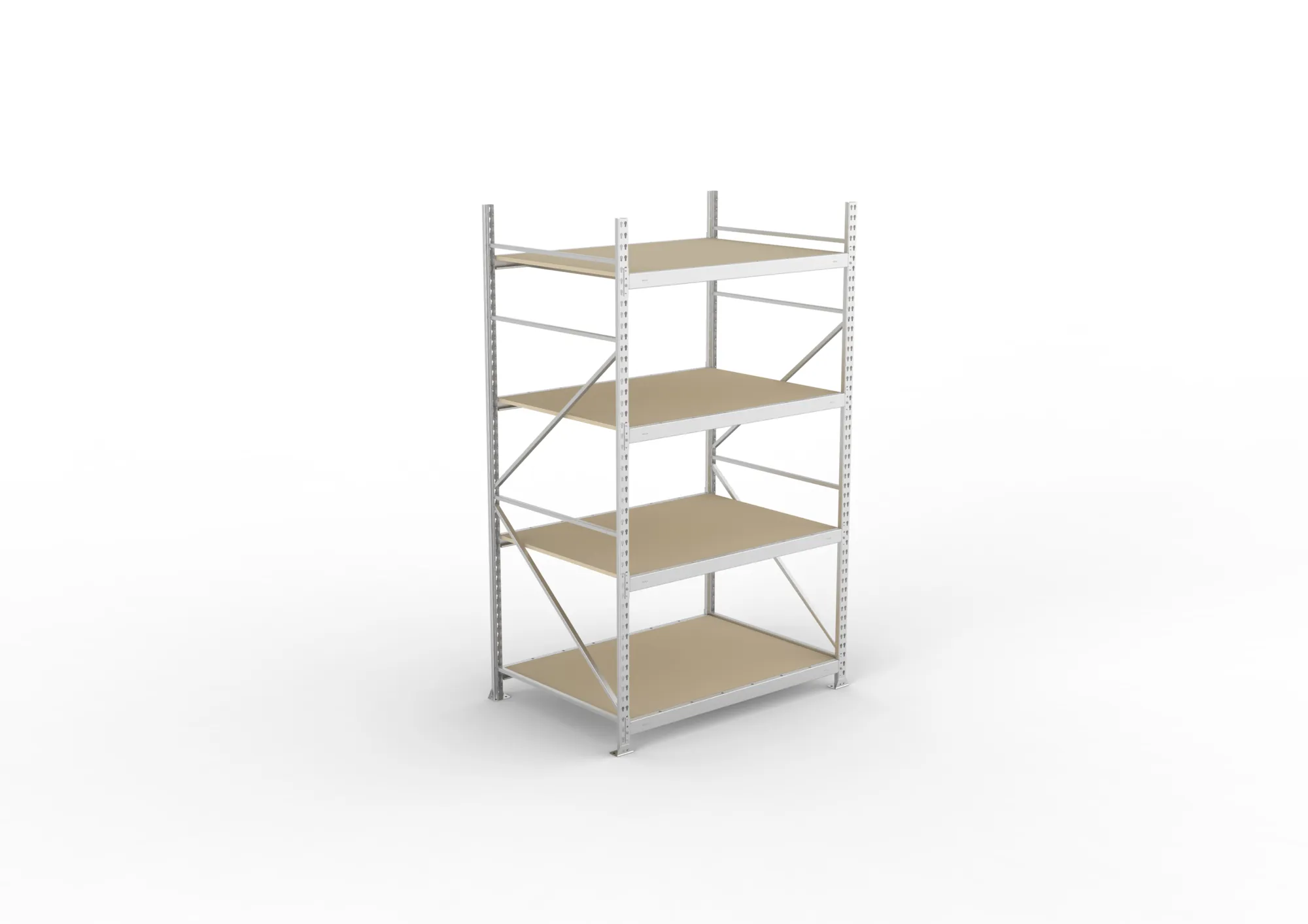 META MINI-RACK Weitspannregal | Grundregal | 2500 x 1400 x 1050 mm | Fachlast 600 kg | Spanplattenböden | 4 Ebenen