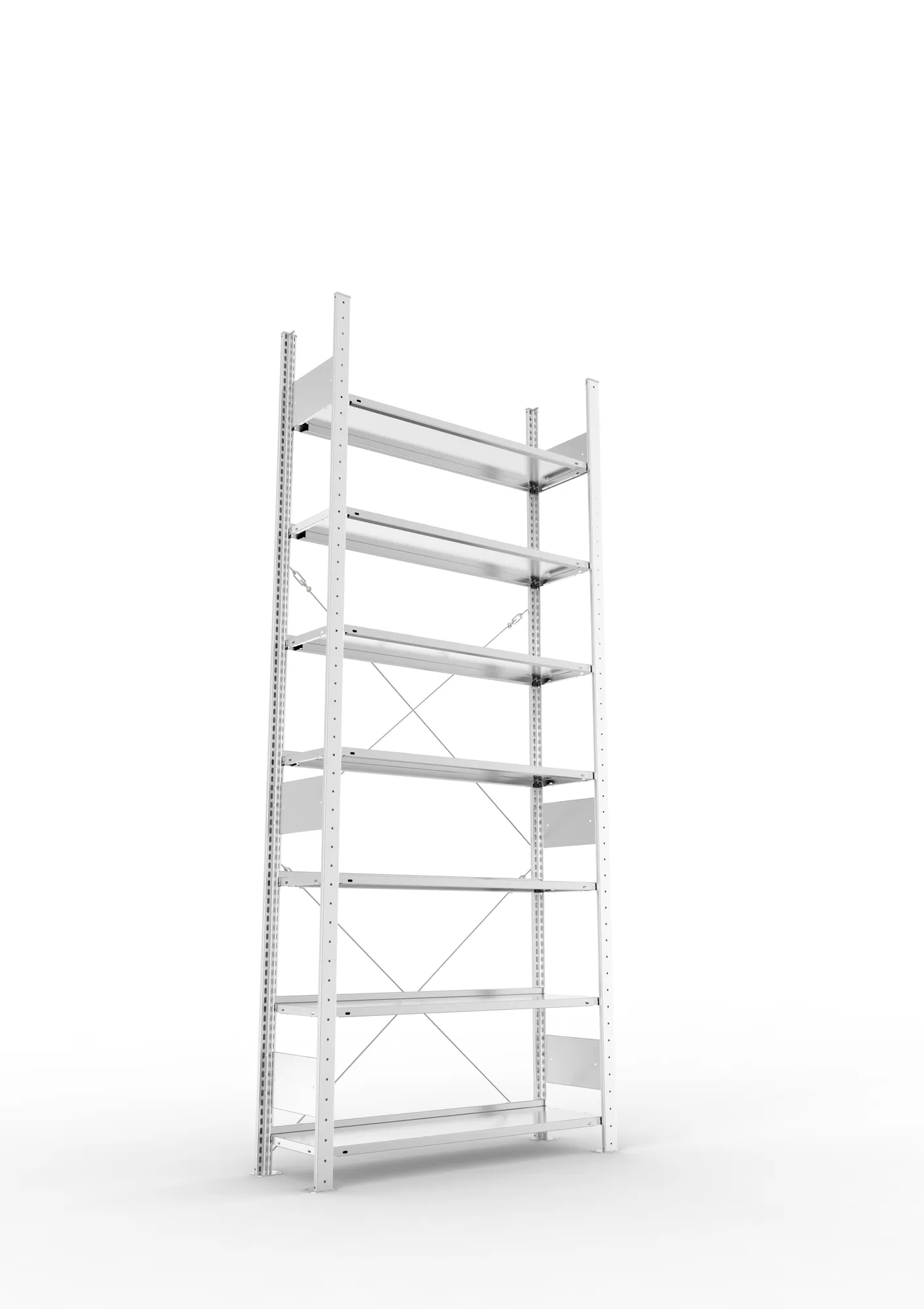META COMPACT S3| Büro-Steckregal | Grundregal | 2500 x 1000 x 300 mm | Fachlast 80 kg | 7 Ebenen | Endanschlag | verzinkt